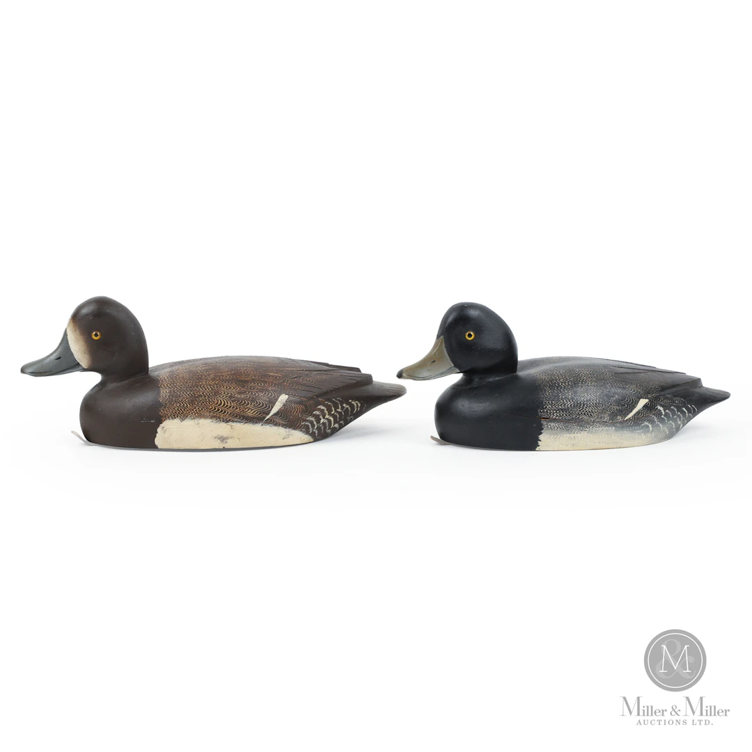 Pair of D. W. "Davey" Nichol Bluebill Decoys