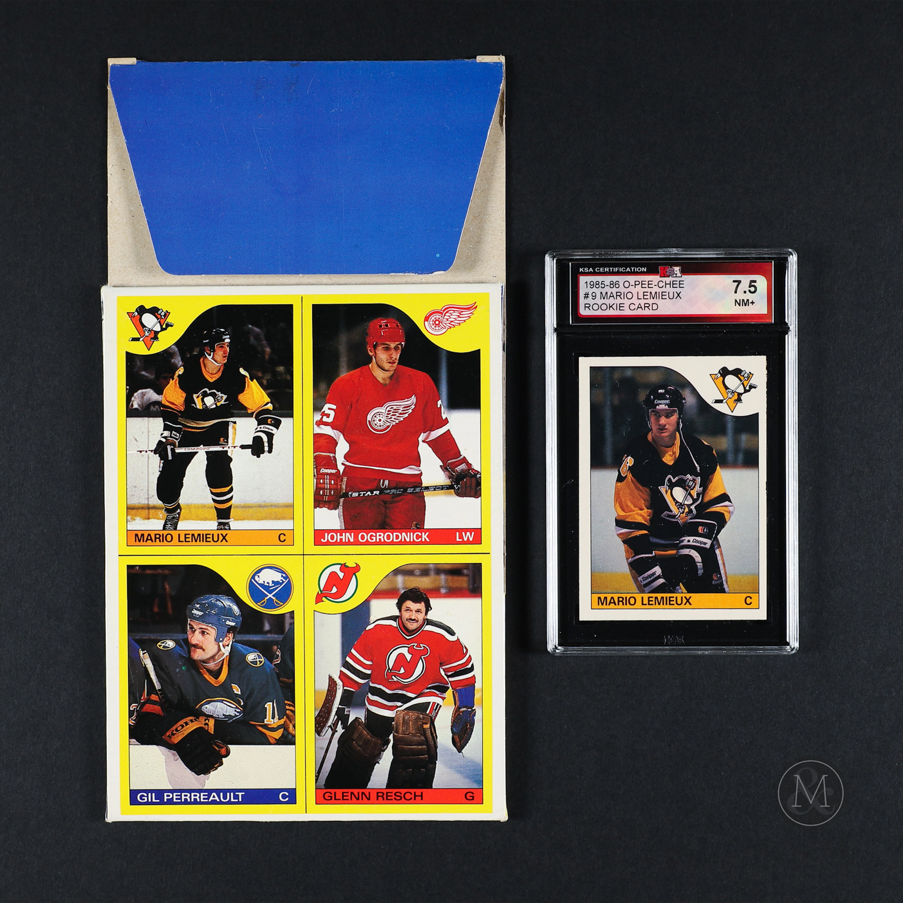 1985-1986 O-Pee-Chee #9 Mario Lemieux and Box Bottom