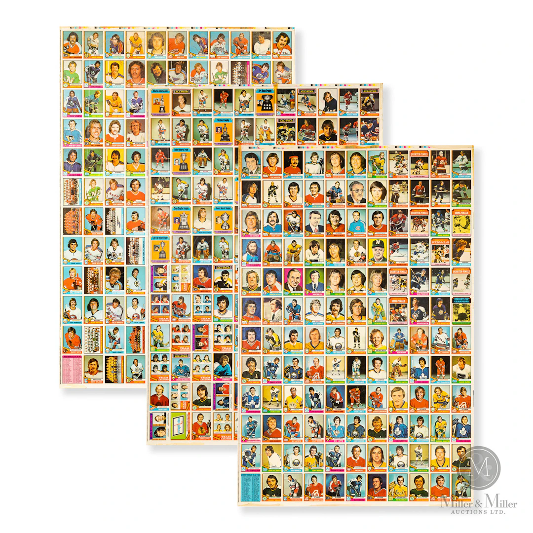 1974-75 O-Pee-Chee Hockey Uncut Sheets Full Set (3)