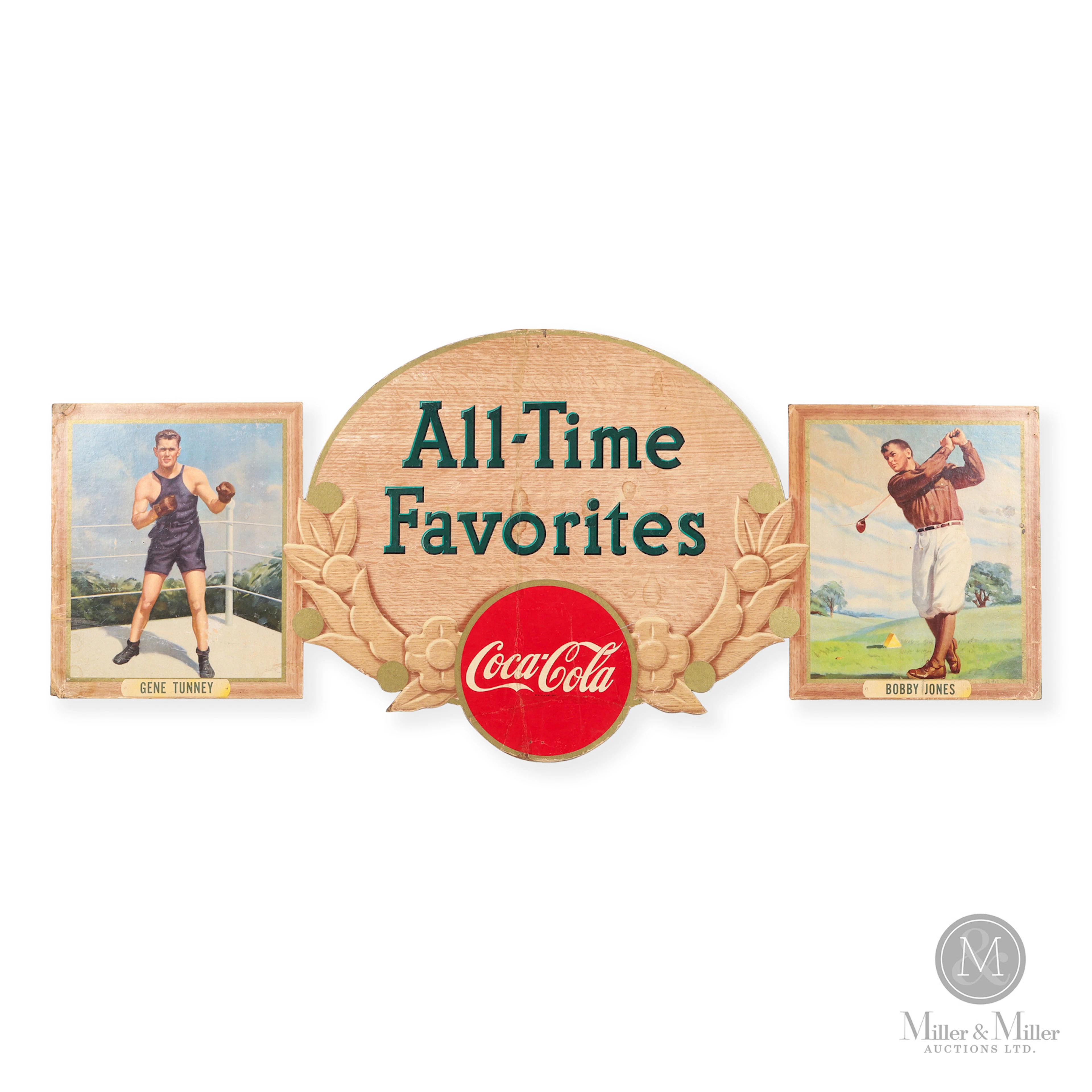C. 1930 Gene Tunney & Bobby Jones Coca-Cola Sign