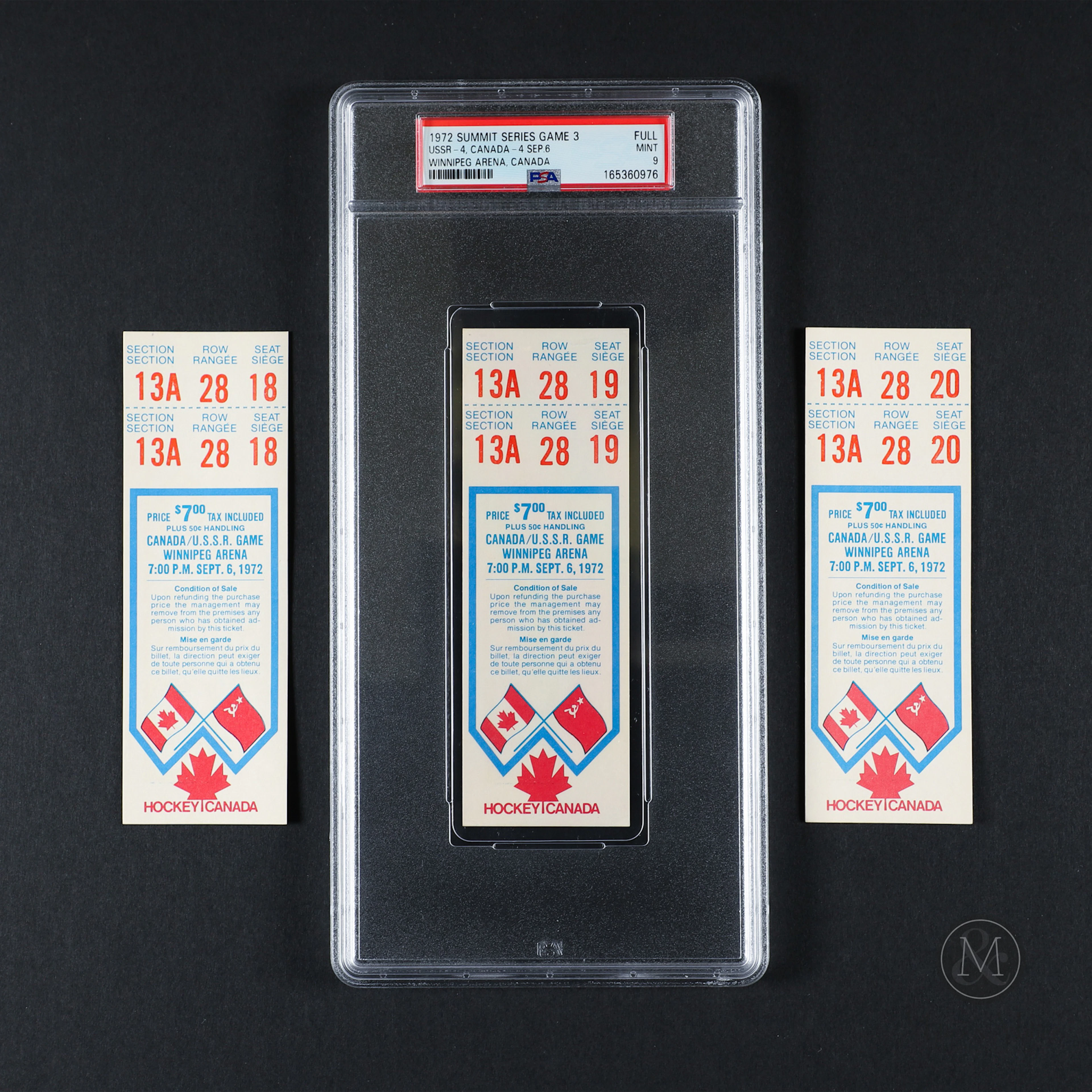 1972 Summit Series Game 3 Consecutive Seat Run Full Tickets (3)