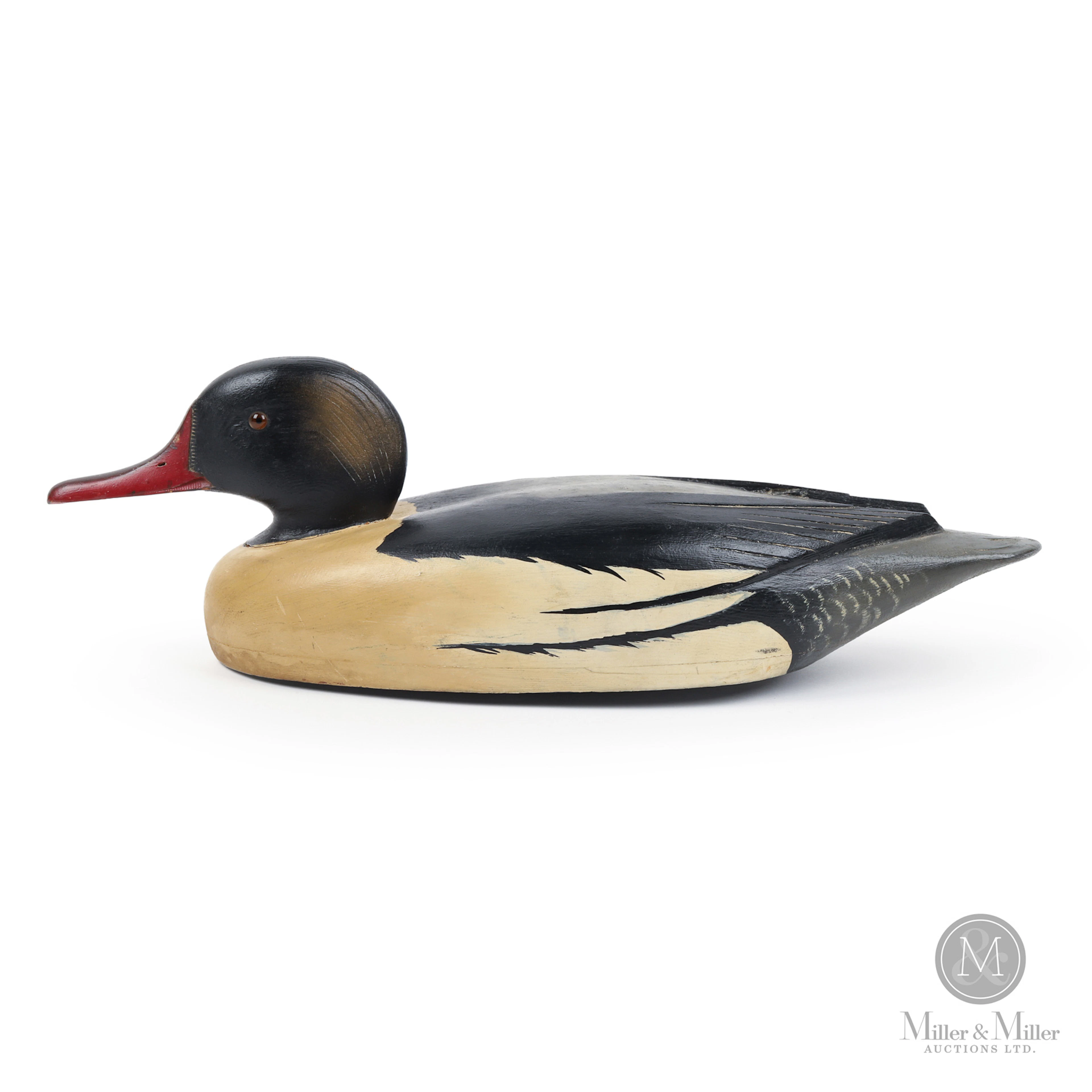 D. W. "Davey" Nichol Working Merganser Drake Decoy