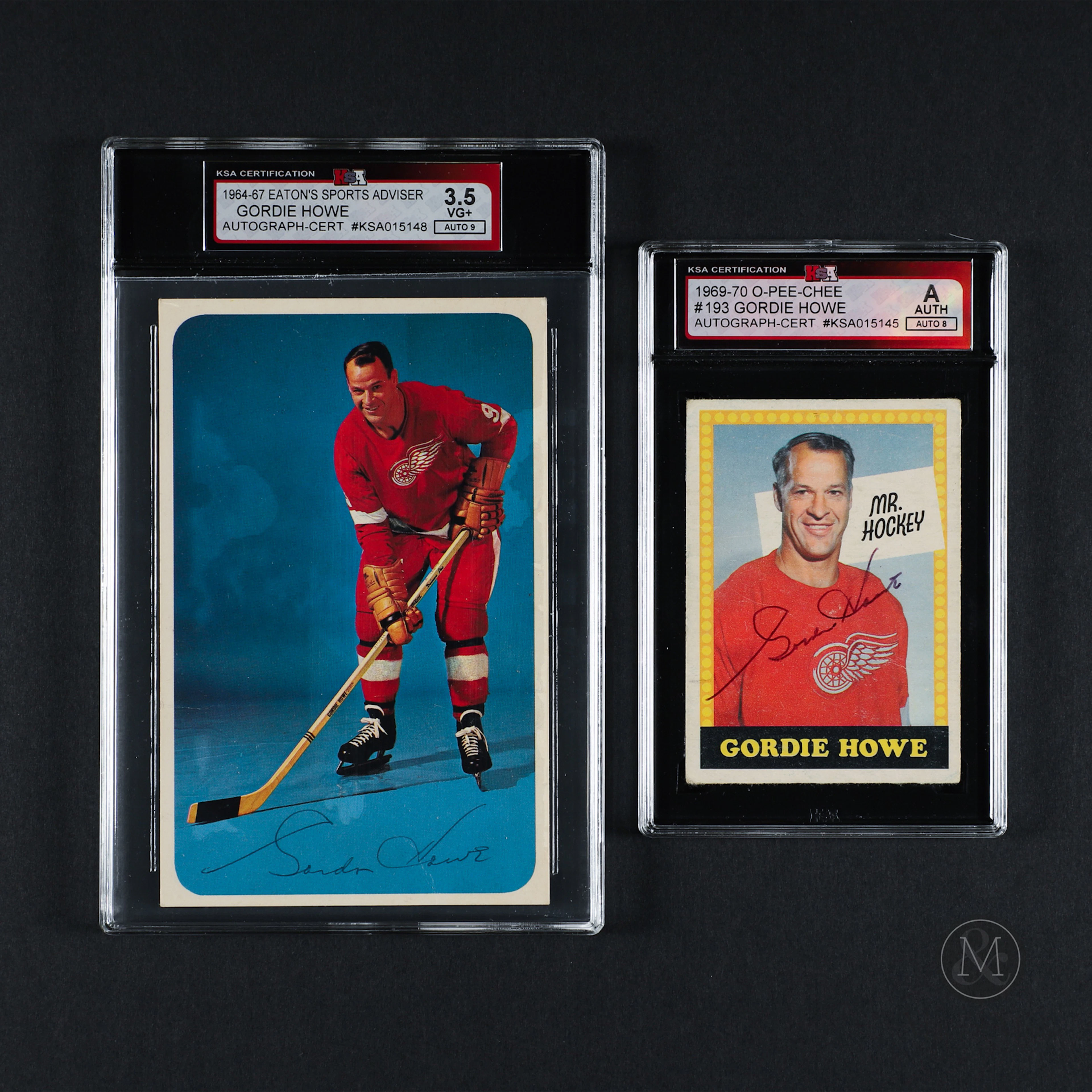 1964-70 Gordie Howe Signed Cards (2)
