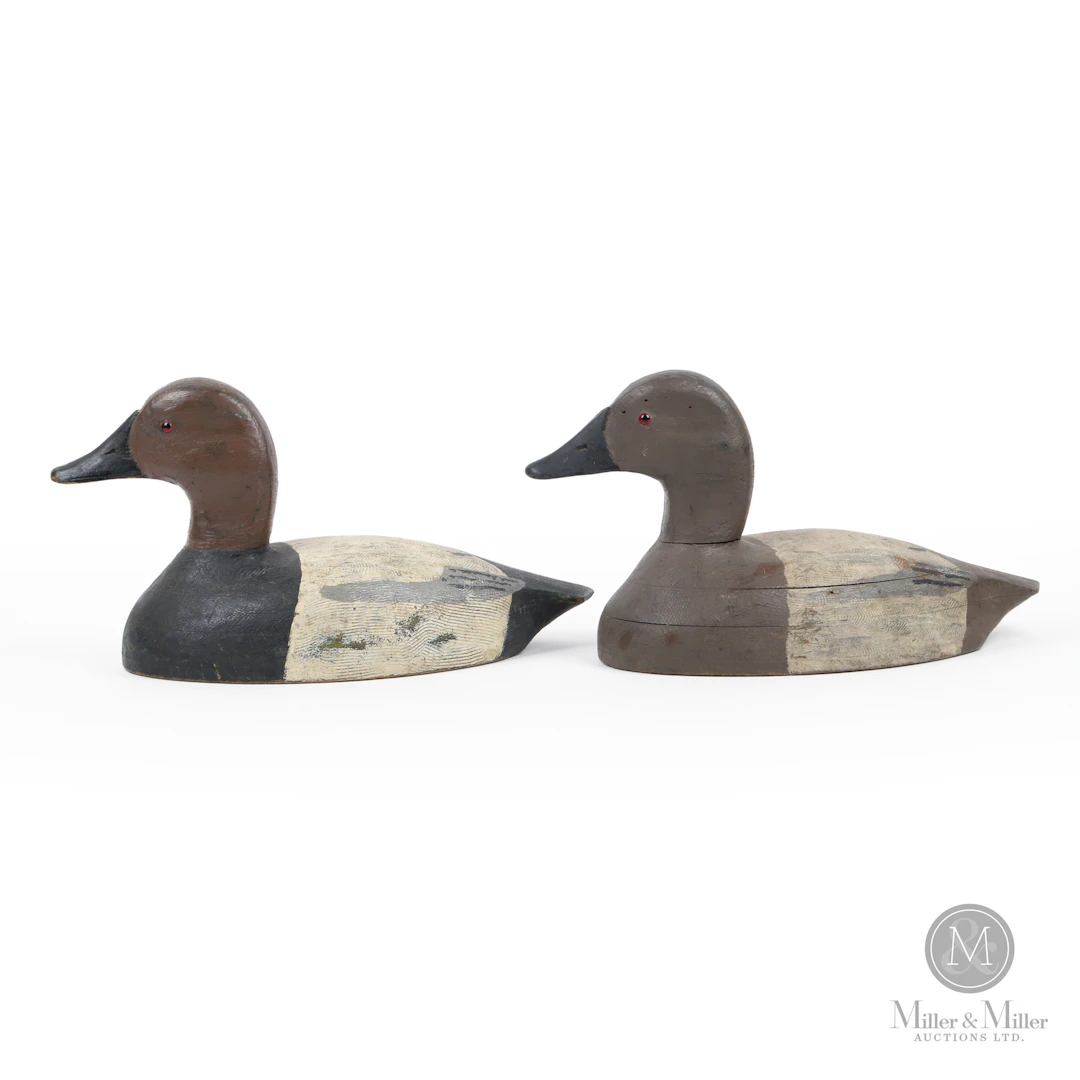Clarence Shaw Canvasback Hollow Decoy Pair