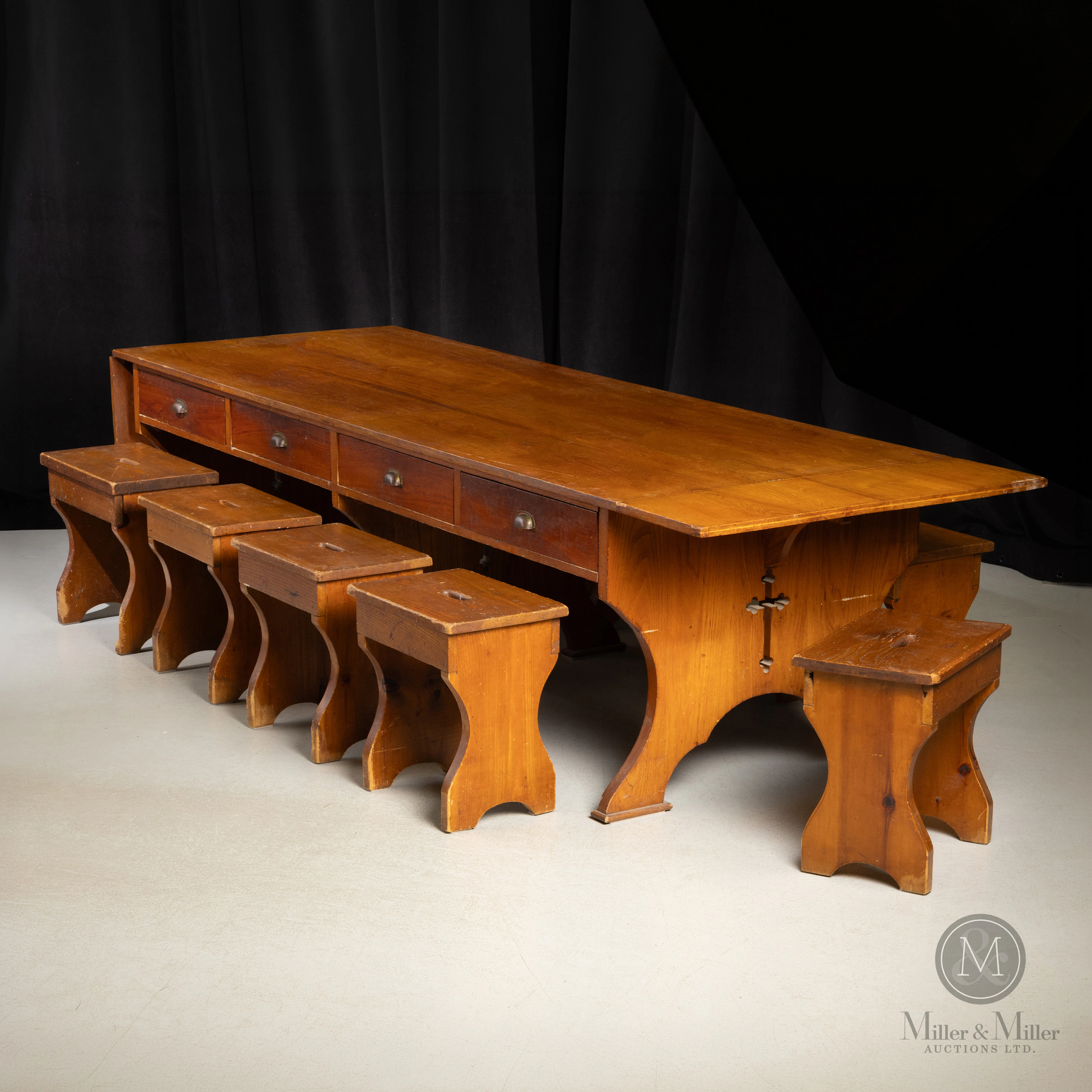 *PREVIEW LOT* Refectory Table and Eight Stools