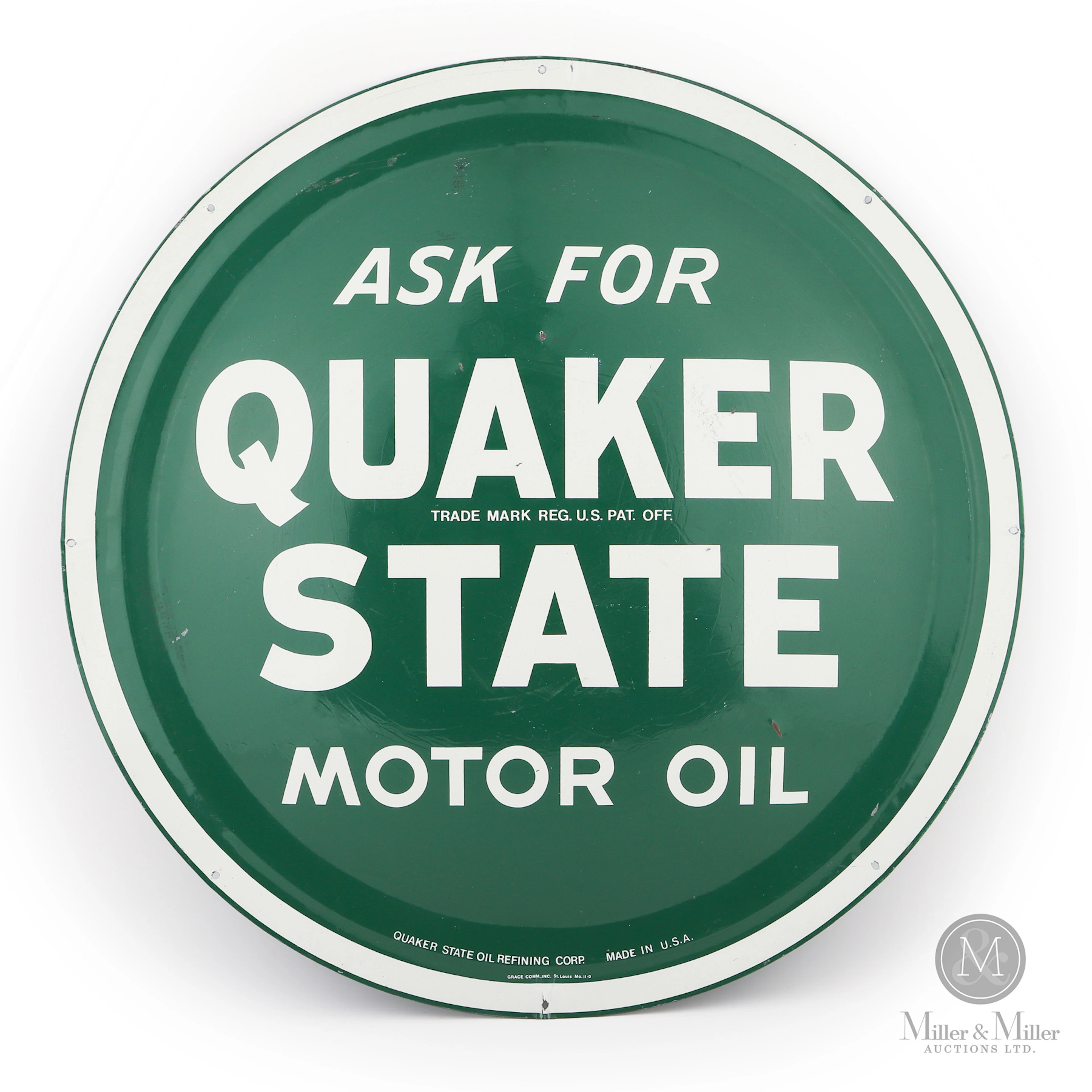 Quaker State Motor Oil Button Sign
