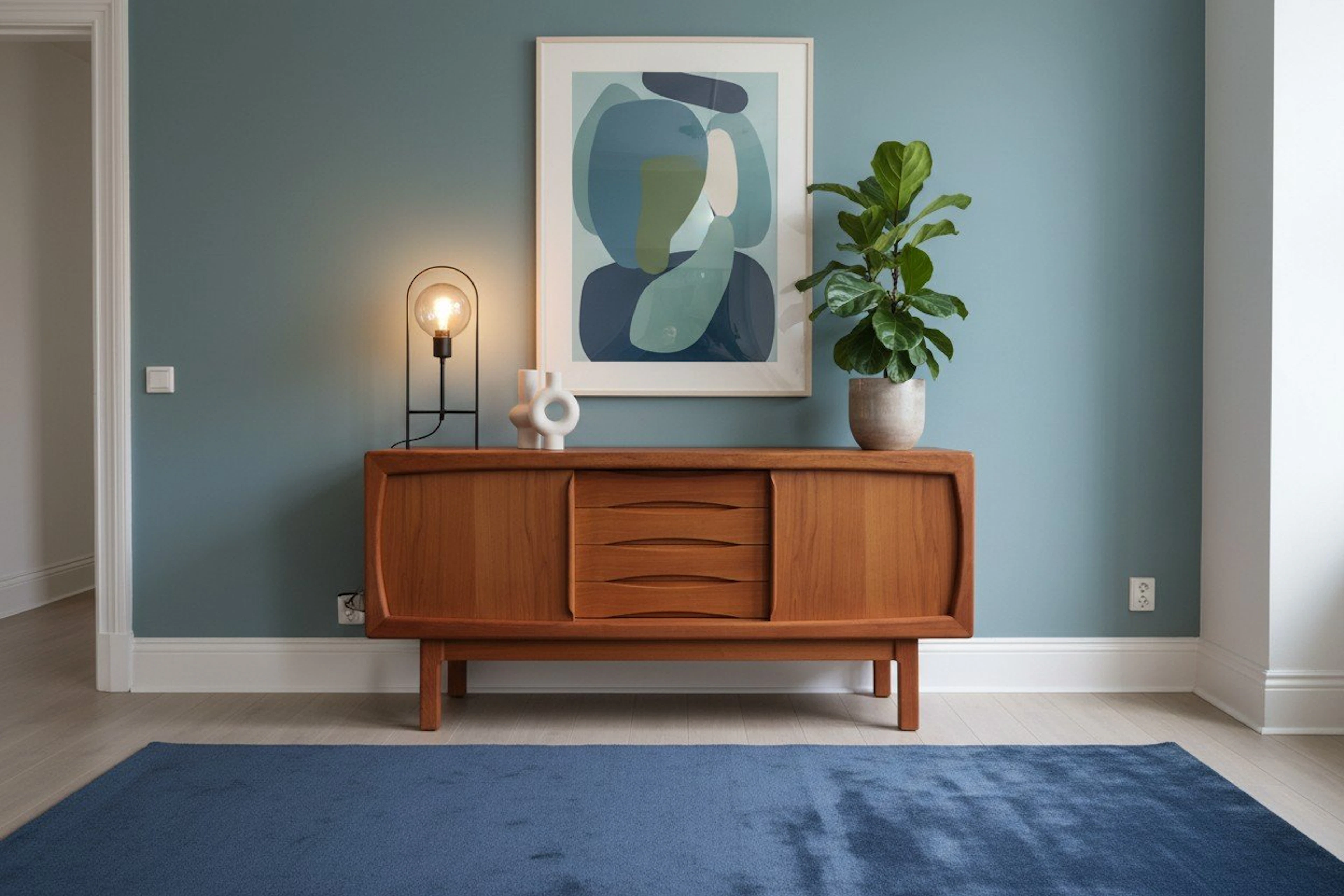 Nätt sideboard i teak av Burchardt Nielsen och H.P. Hansen för Dyrlund