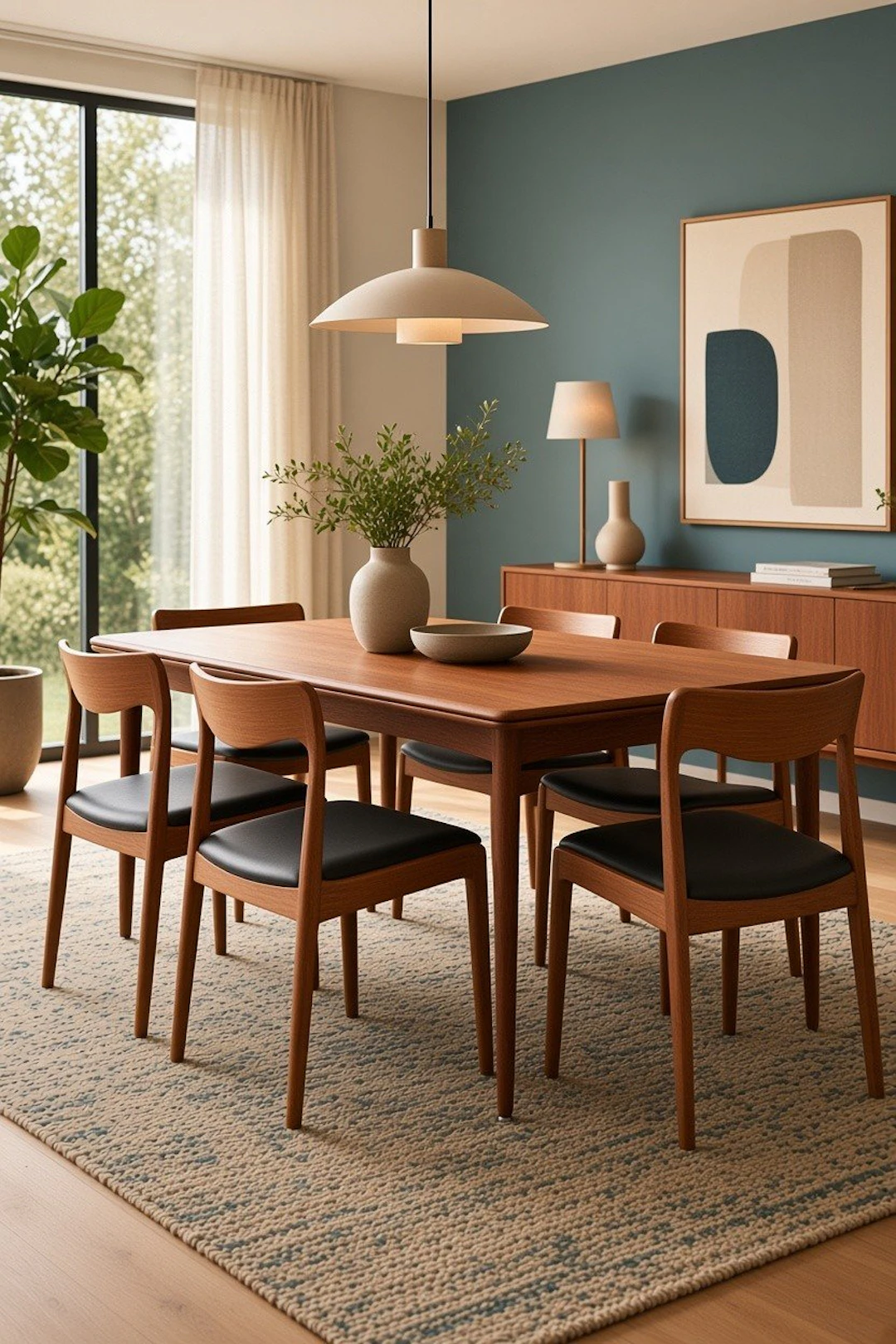 Svend Aage Madsen matbord i teak. 144x85x73+2×56.5 cm. Reserverat