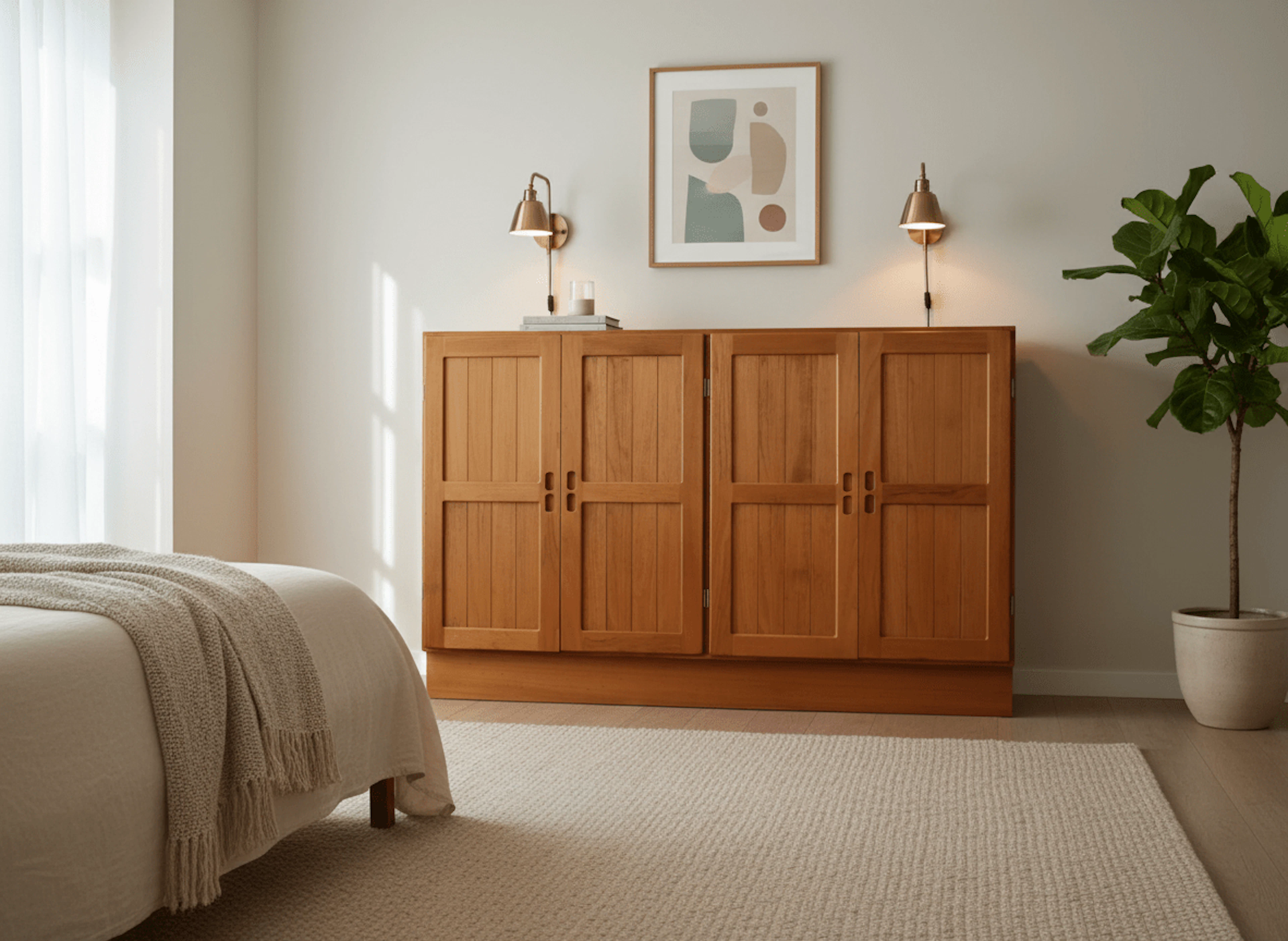 På lager! Danskt elegant skåp i massiv teak. 180x47x114 cm. Reserverat