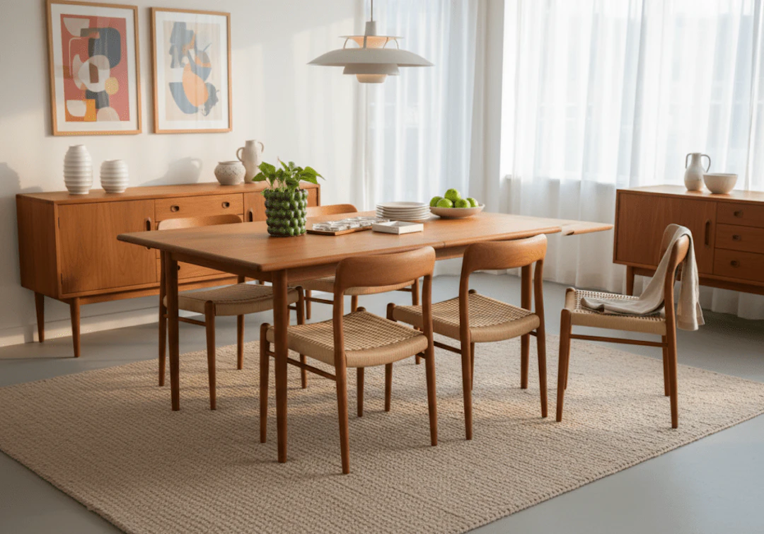 Niels Møller modell 75 stol i teak och flätad sits. 50 cm bred. Reserverade