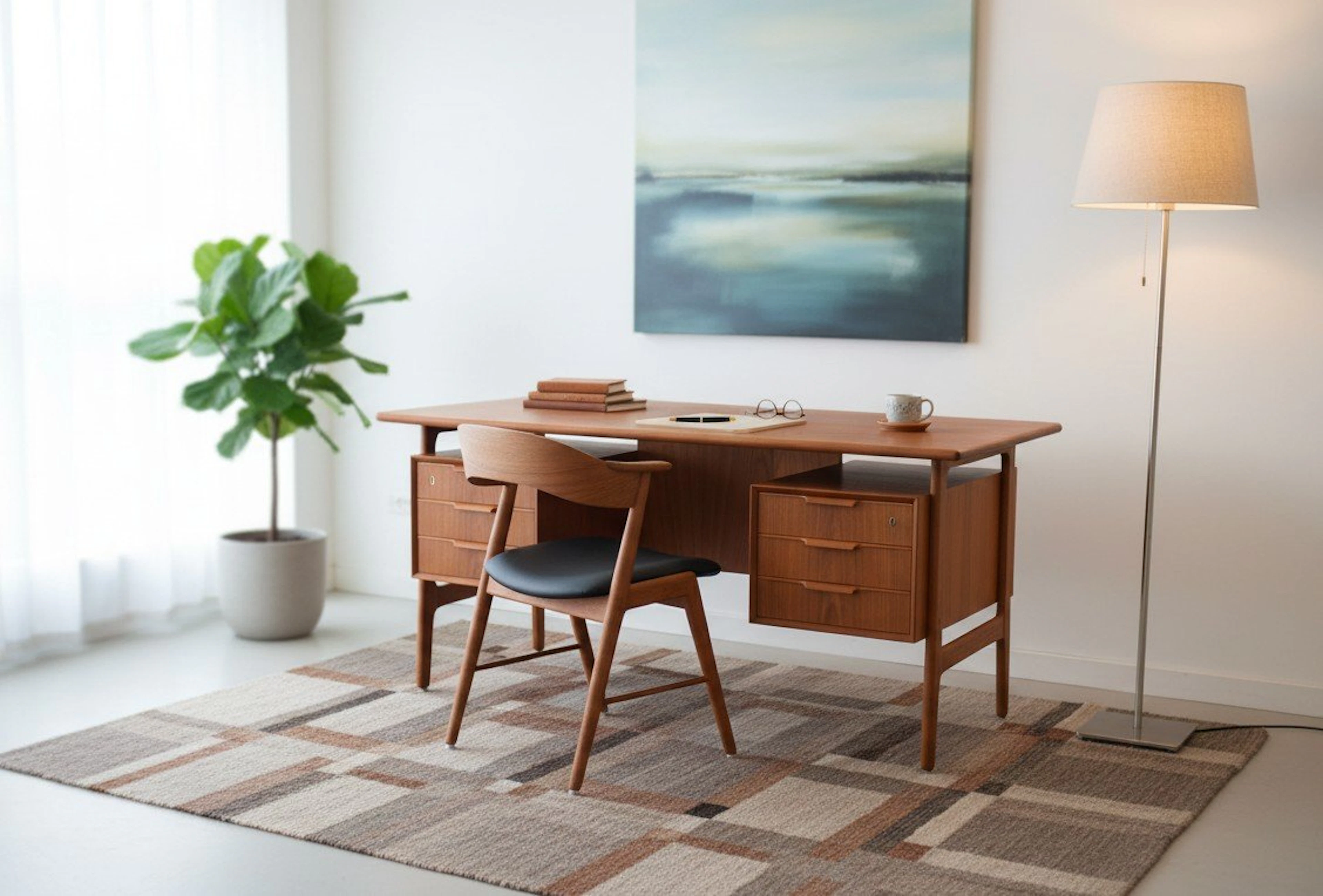 Omann Jun danskt skrivbord modell 75 i teak. 154x81x74 cm