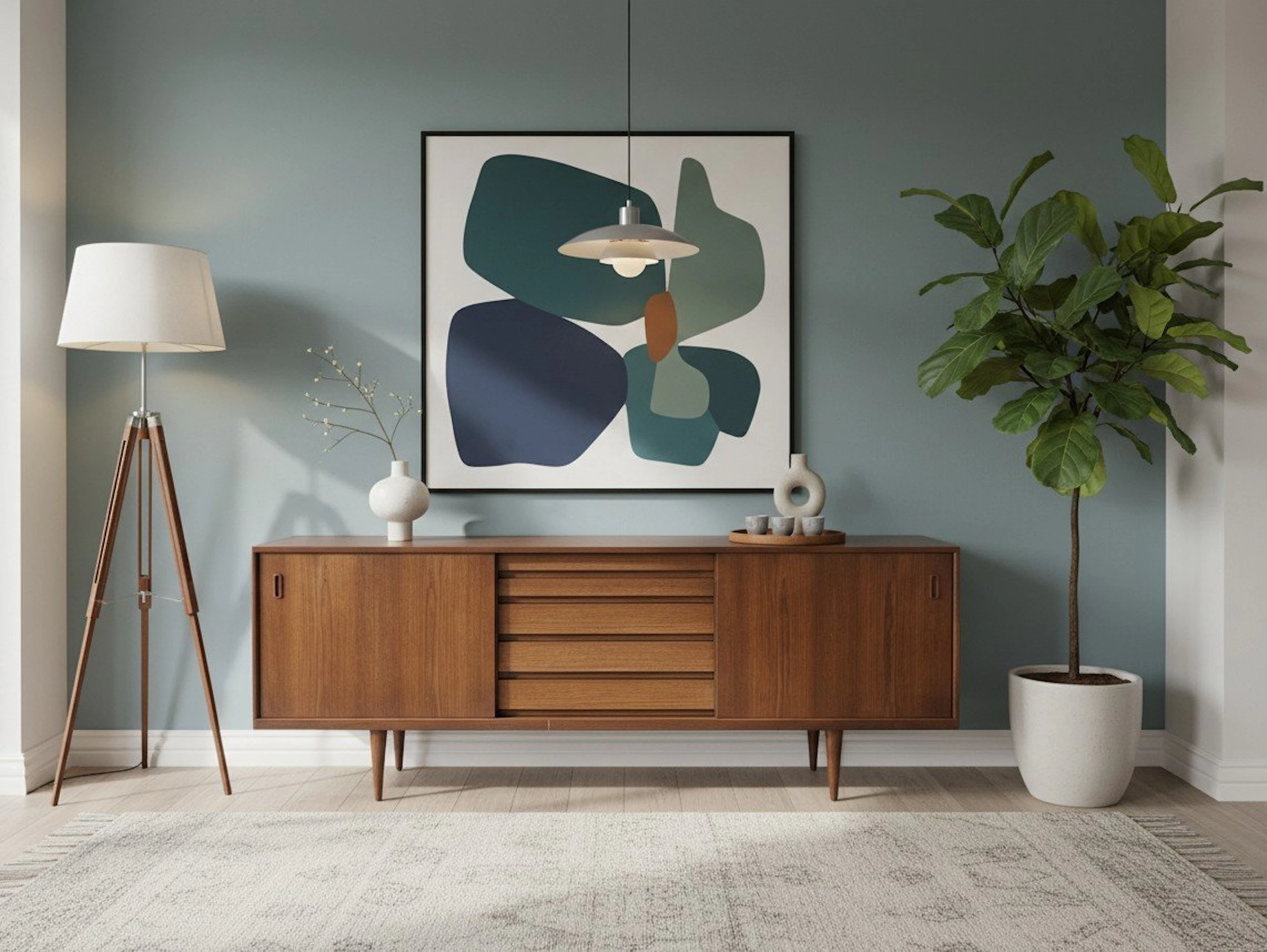 På ingång! Danskt sideboard i teak med skjutluckor och lådor. 226x48x80 cm