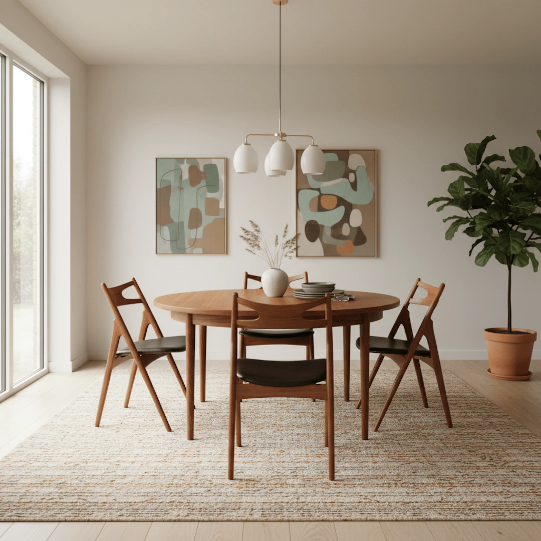 Hans J Wegner stol CH29P i teak och svart skinn. 51 cm bred