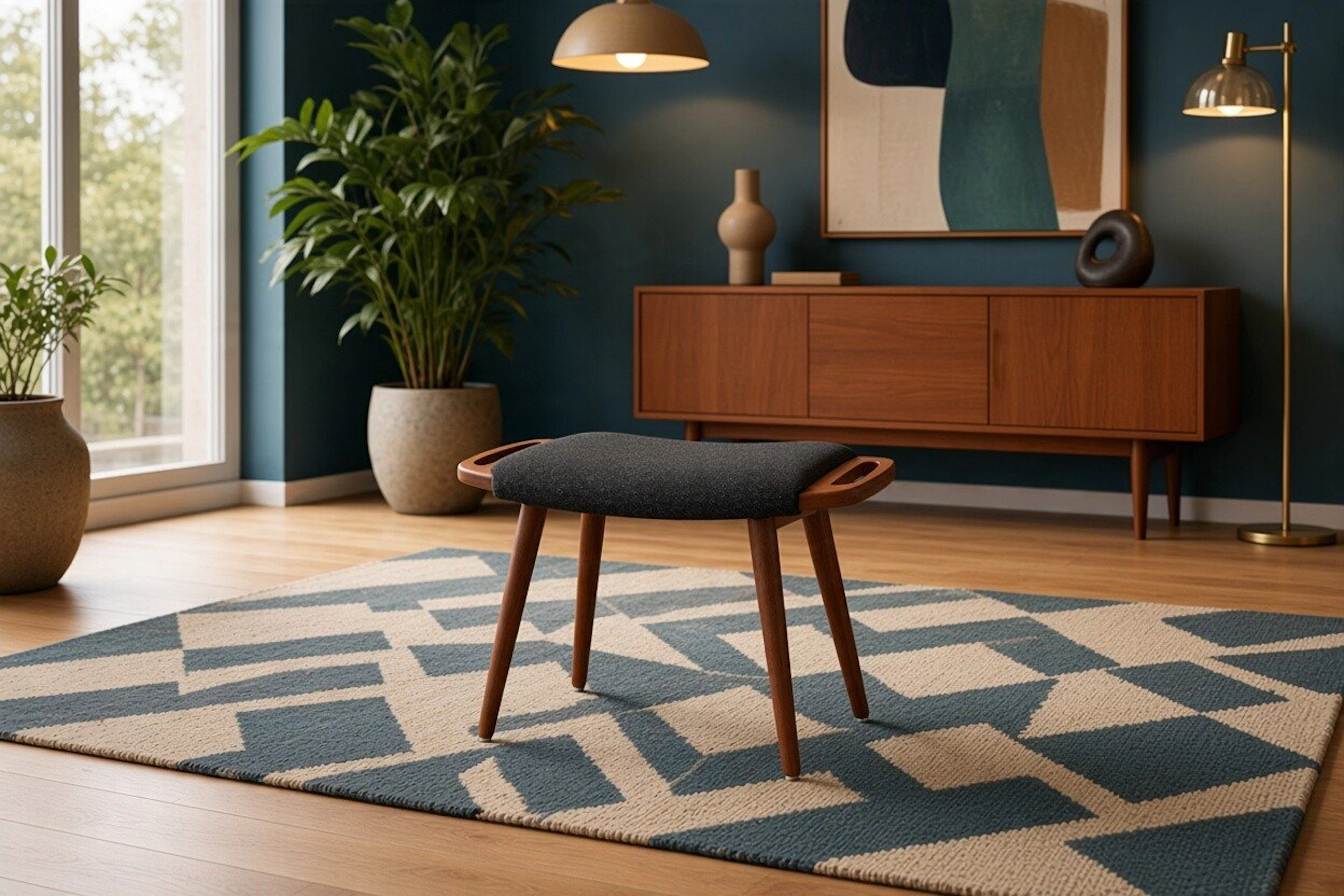 Dansk pall i teak med formade handtag. 60x32x44 cm