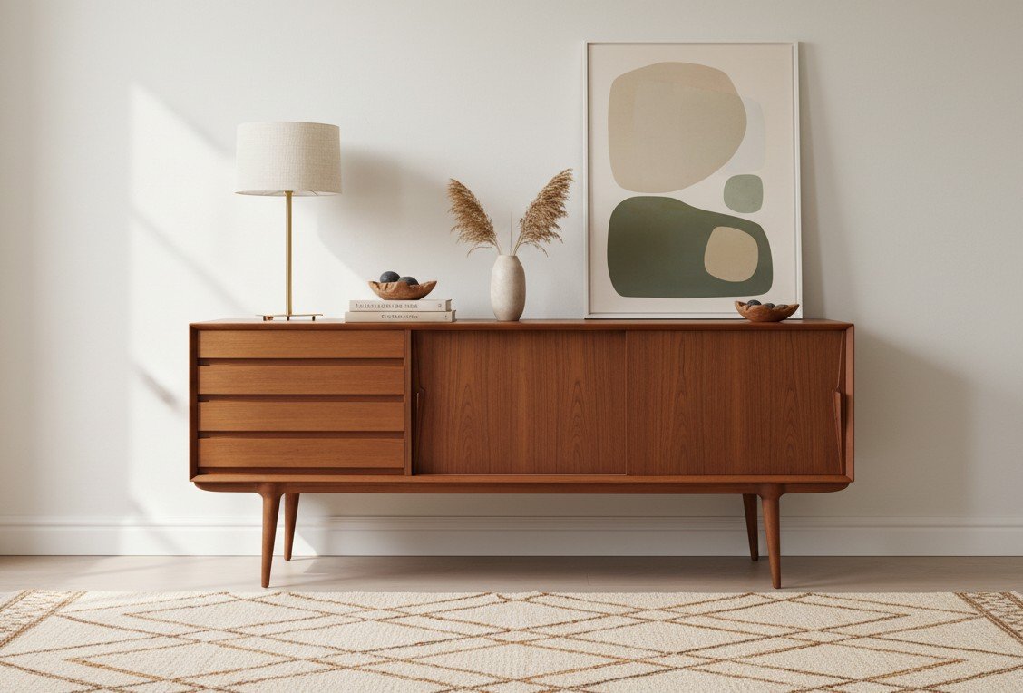 Omann Jun sideboard modell 18 i teak. 200x48x82 cm