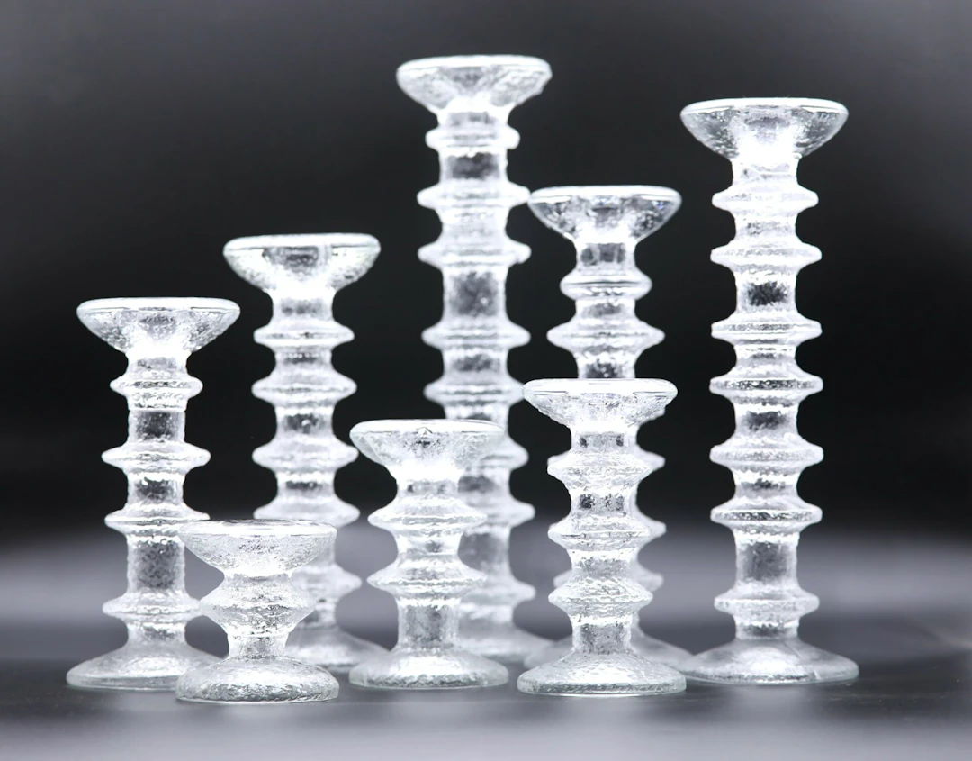 Timo Sarpaneva Iittala Festivo ljusstake i glas. En-åtta ringar