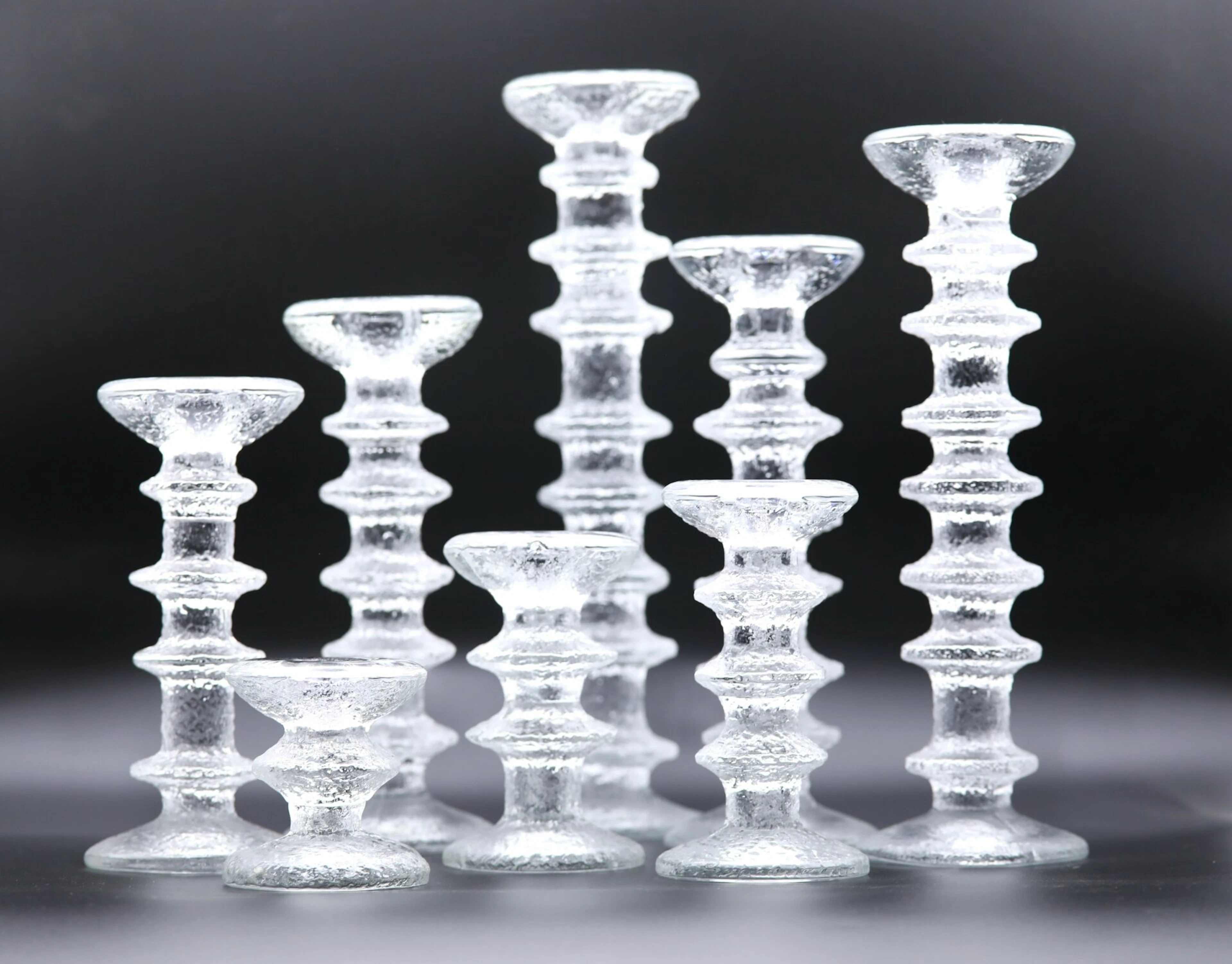 Timo Sarpaneva Iittala Festivo ljusstake i glas. En-åtta ringar