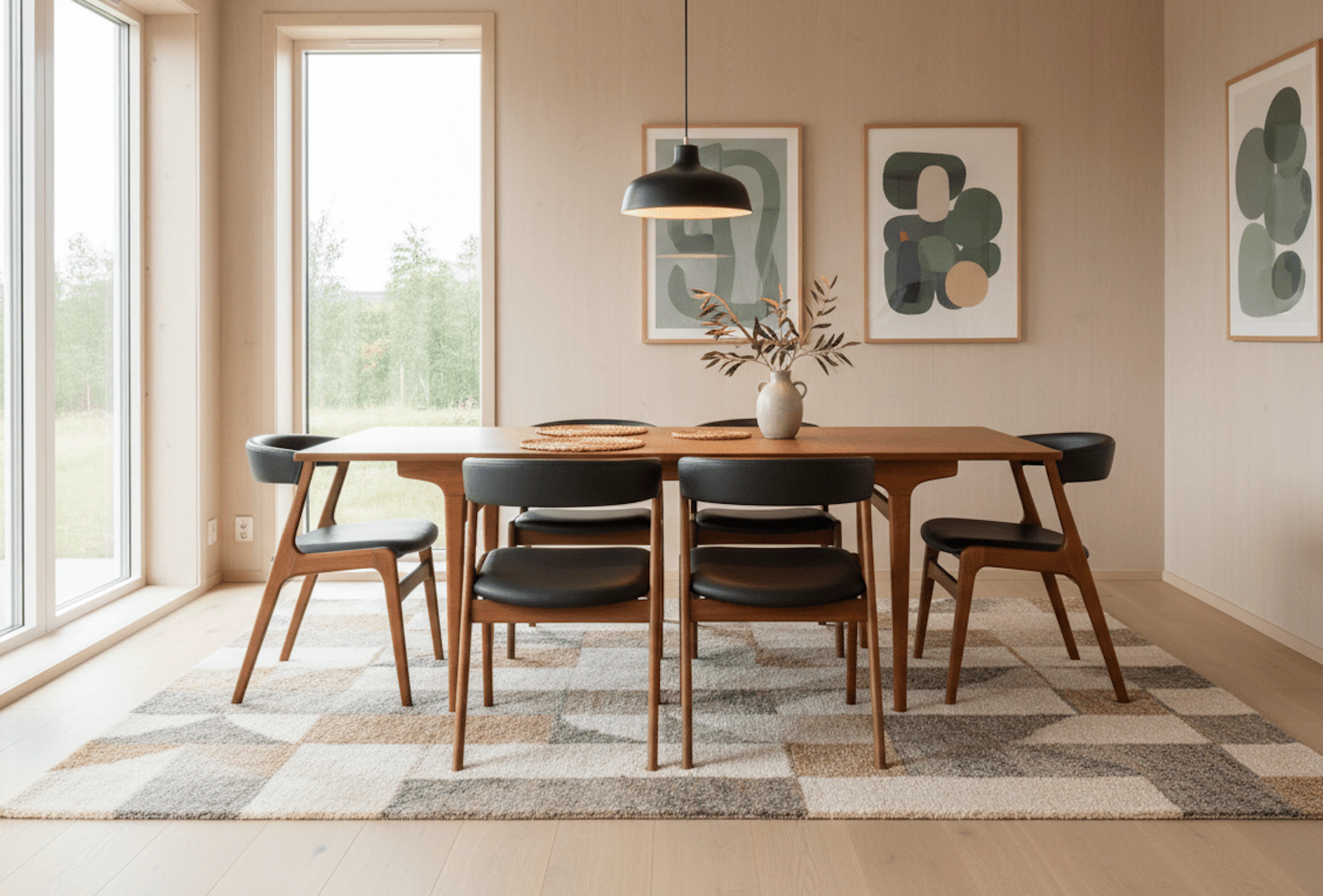 Kai Kristiansen Fire Chair i teak och svart skinn. 48 cm bred