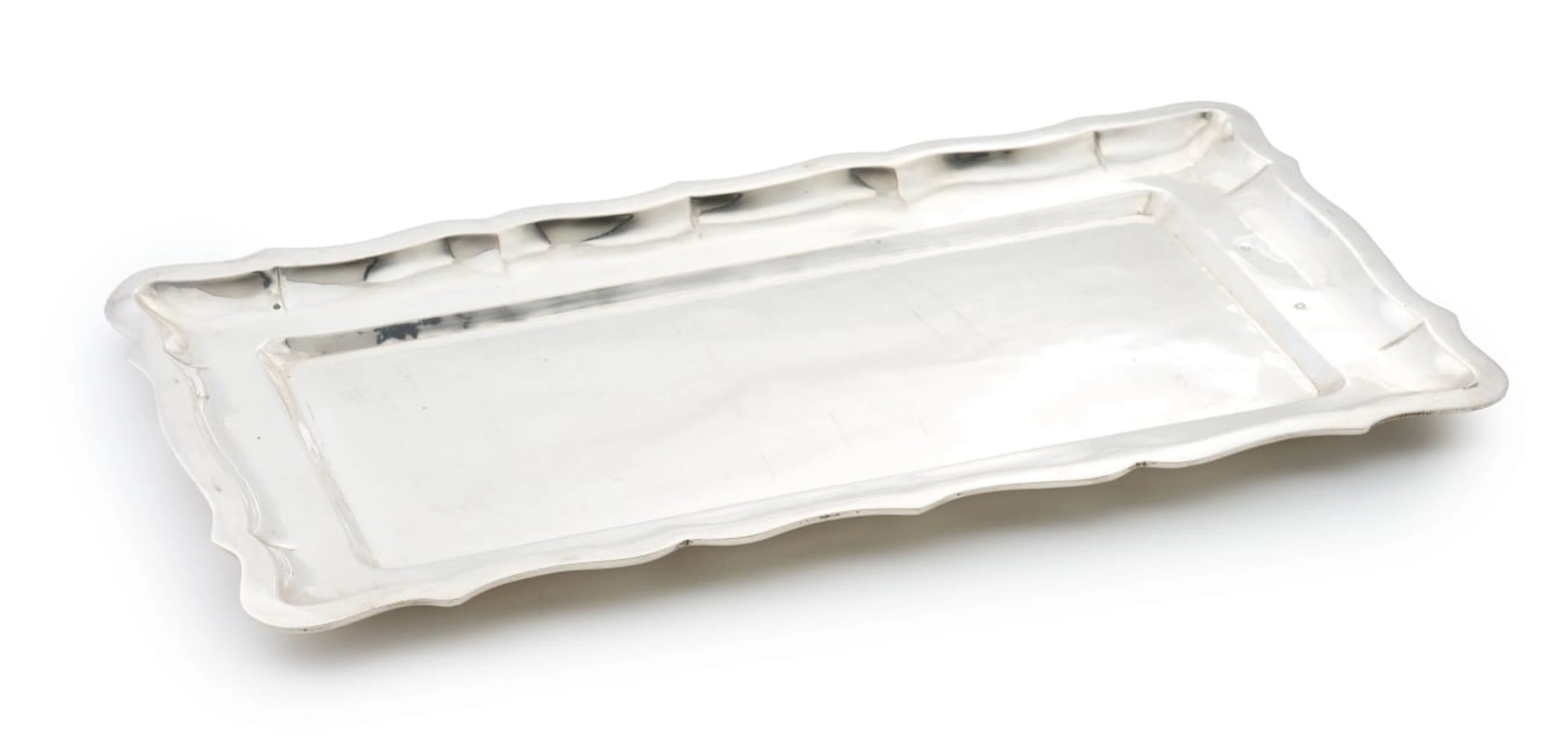 A Hungarian silver tray, maker's mark BS or 8S in a heart, 800 standard