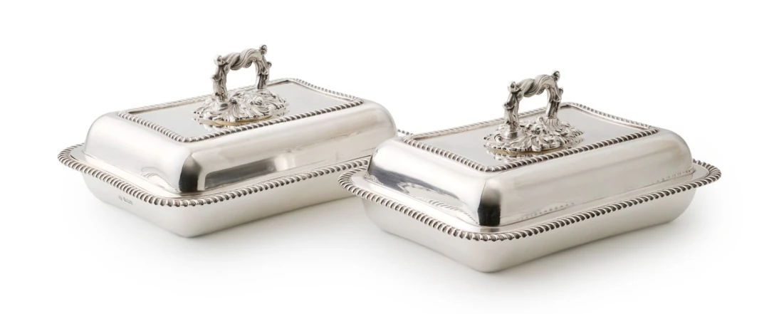 A pair of Victorian silver entrée dishes and covers, Martin & Co (