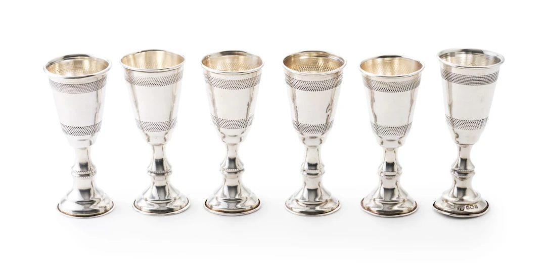 Six George V silver Kiddush cups, J R, Birmingham, 1918