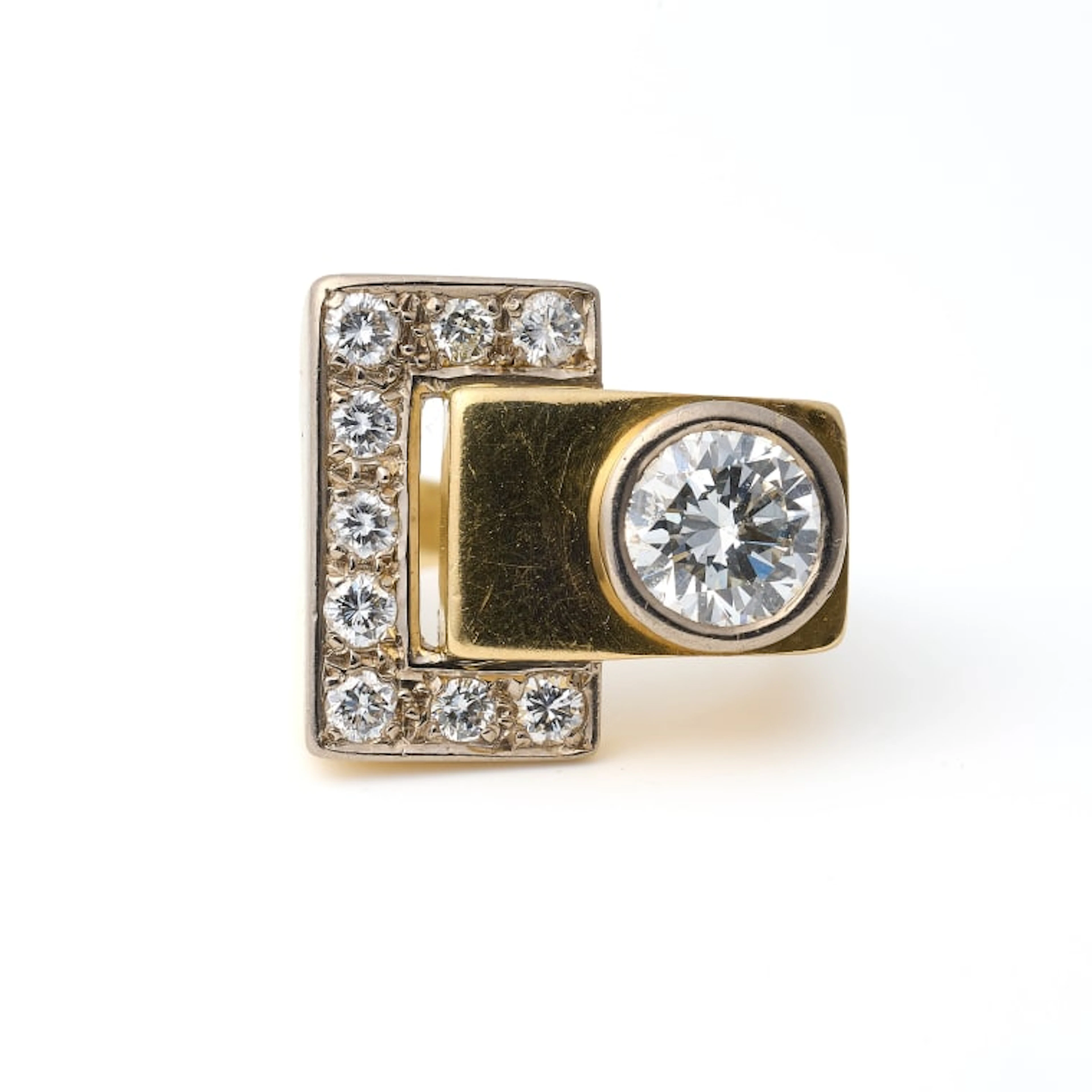 Modernist diamond cluster ring