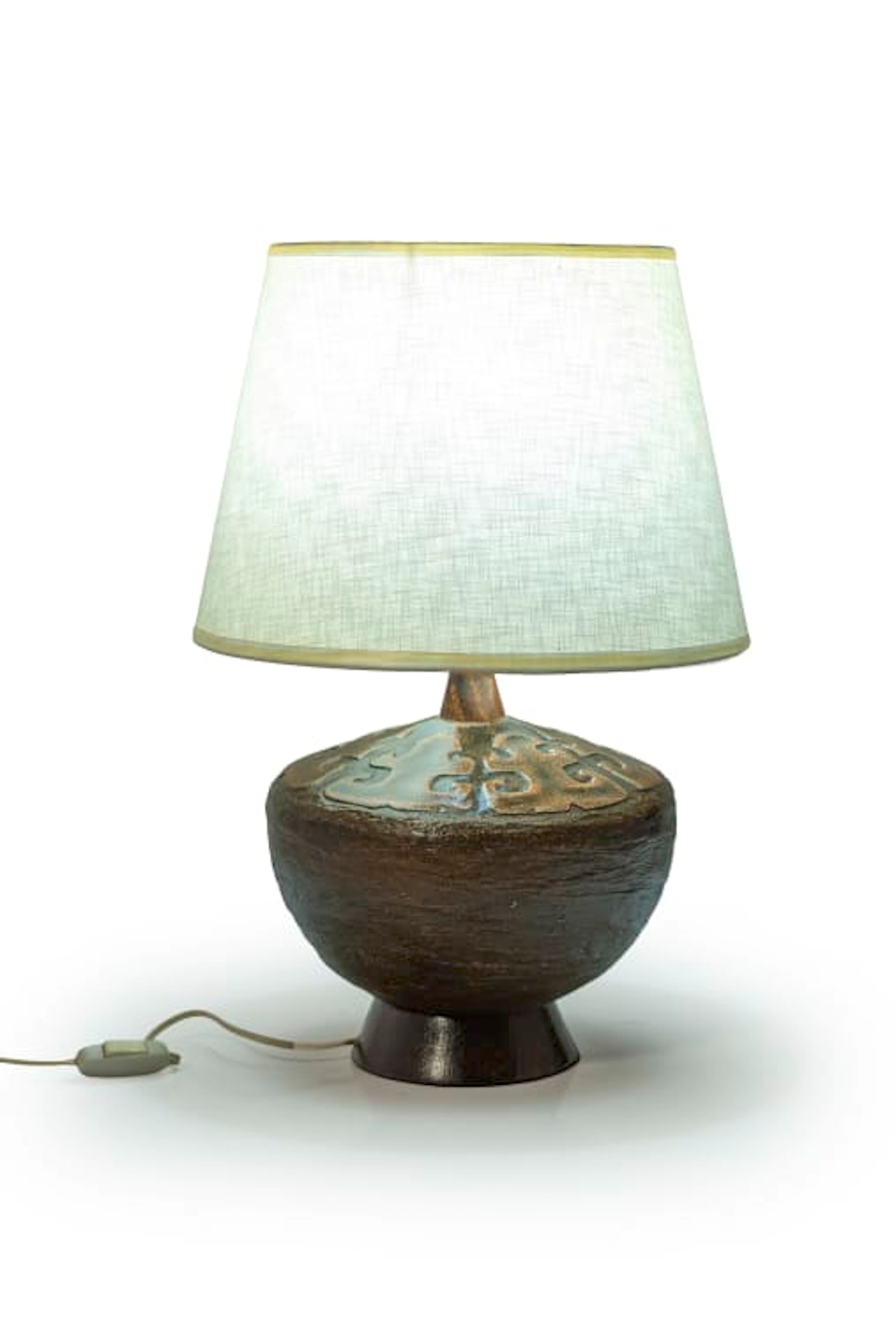 Mid-century table lamp with metallic finish