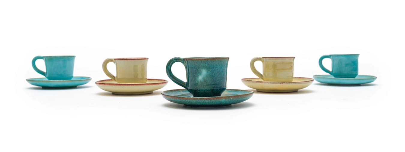 Linn Ware; Five espresso cups with saucers