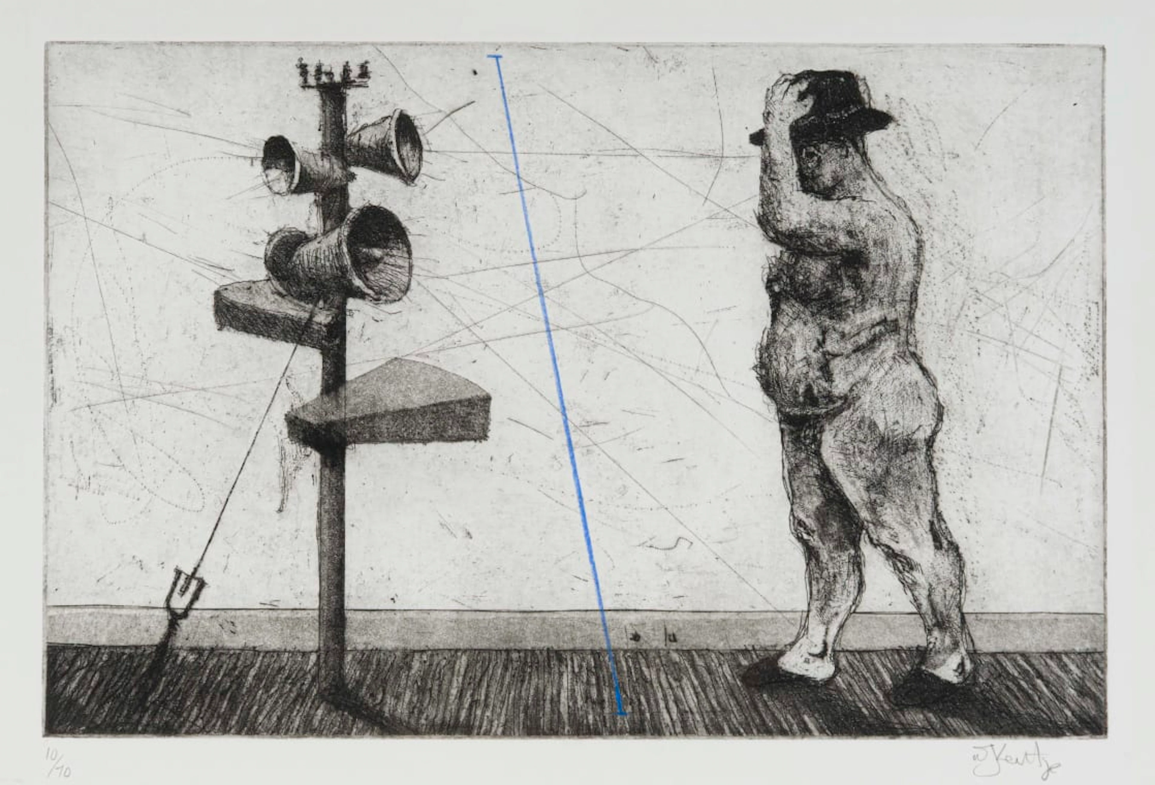 William Kentridge; Man with Megaphone Cluster