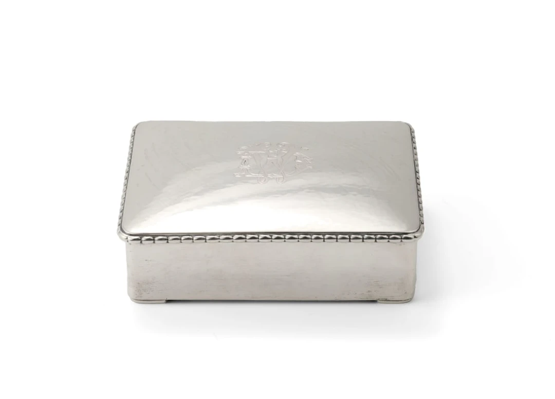 A silver box, stamped with a Dutch tax mark for foreign-made silver