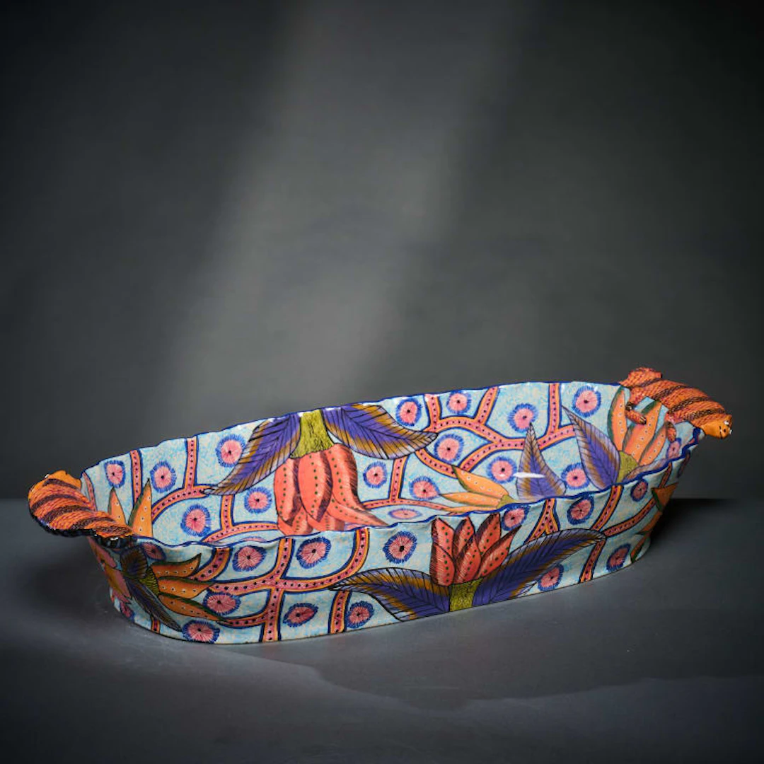 Ardmore Ceramic Studio; Chameleon and flower platter
