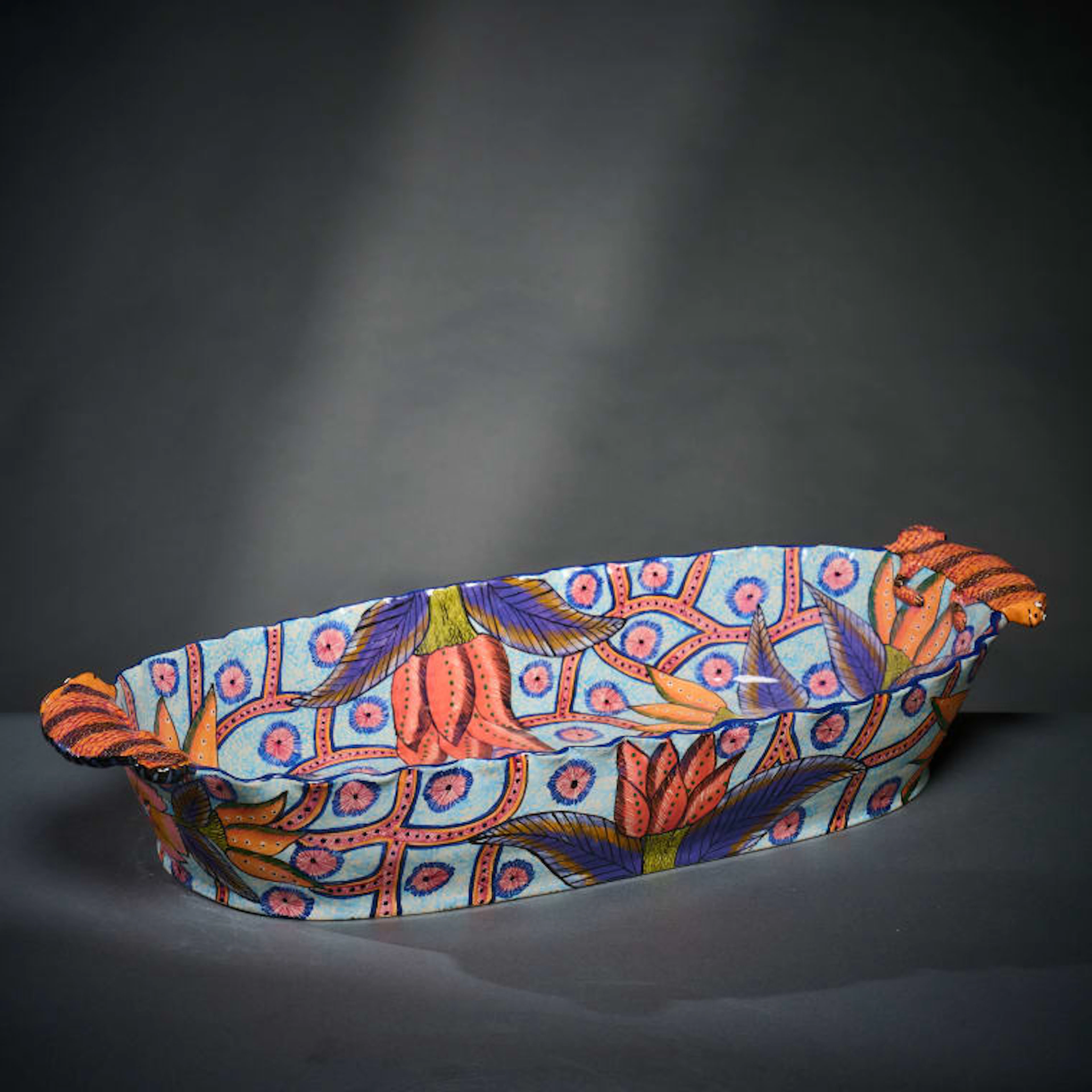 Ardmore Ceramic Studio; Chameleon and flower platter