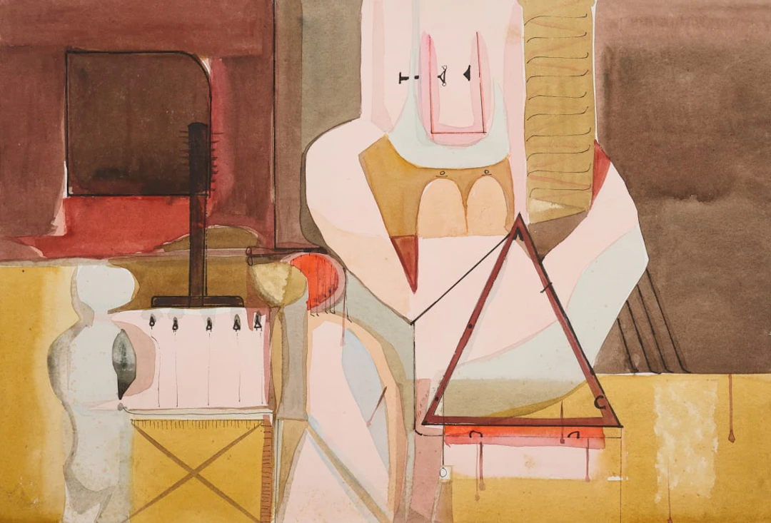 Sidney Goldblatt; Abstract Interior with Figures