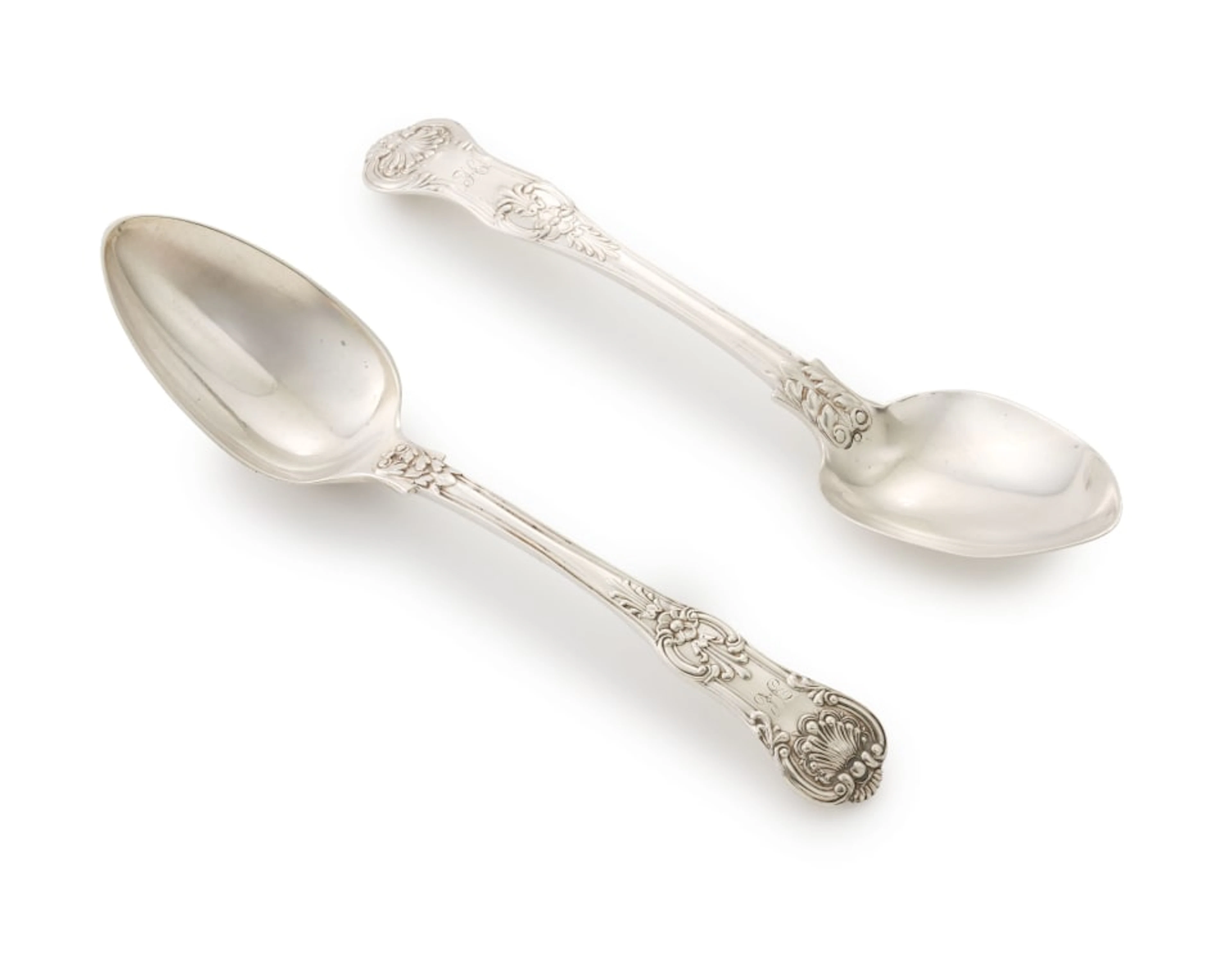 Two unrelated King's pattern silver spoons, Chawner & Co, Jonathan