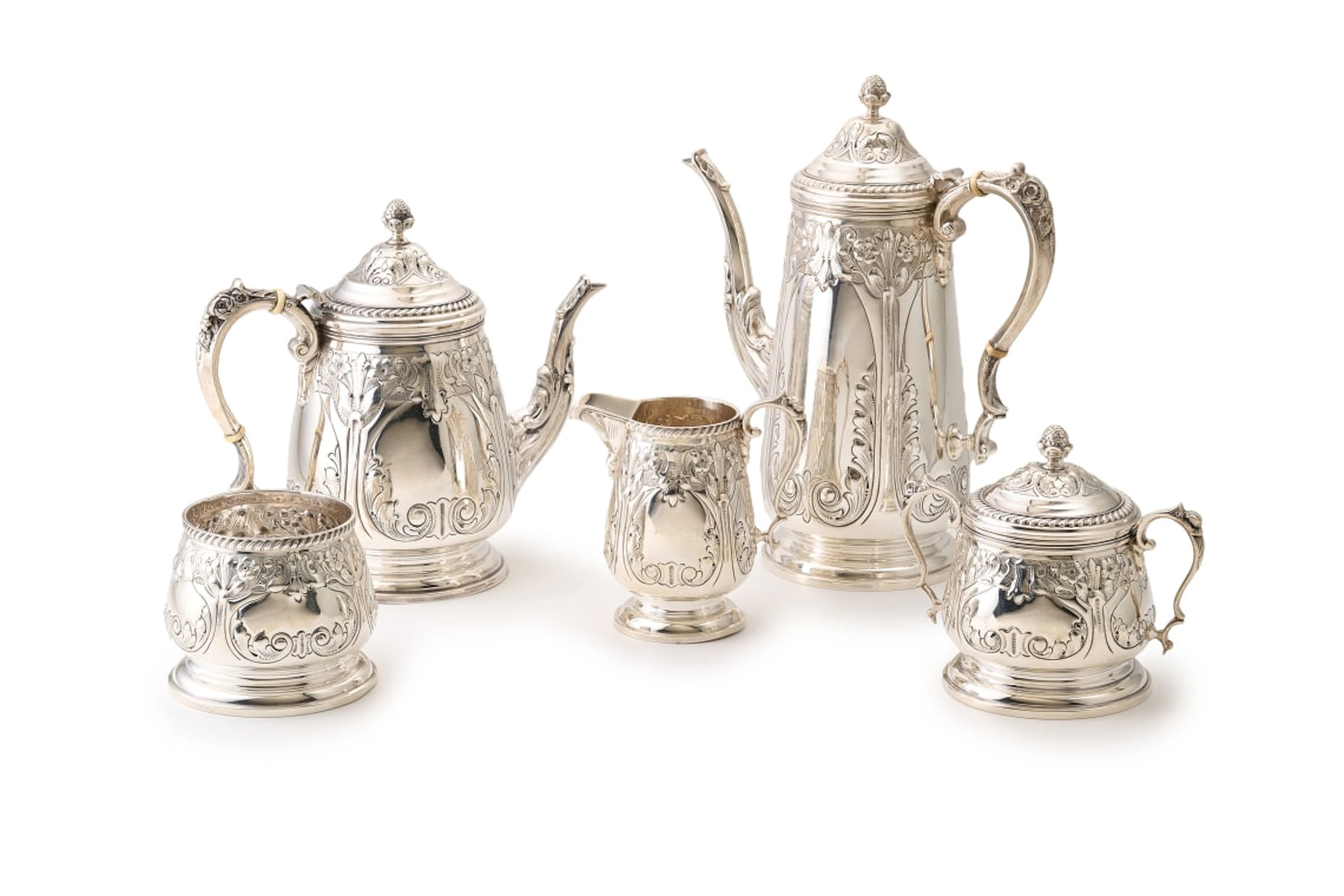 A five-piece silver tea service, Durham Silver Company, USA, c.1950-1960