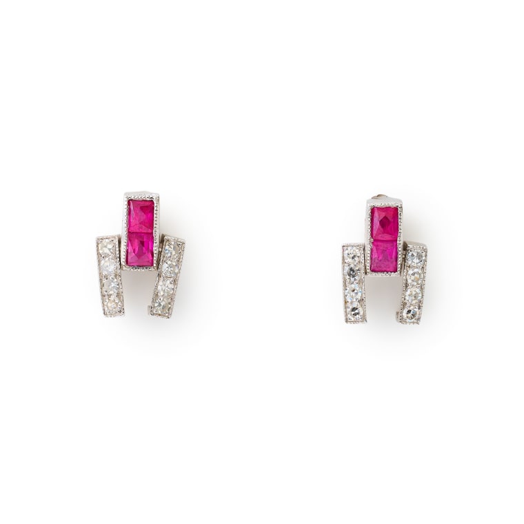 Ruby and diamond earrings