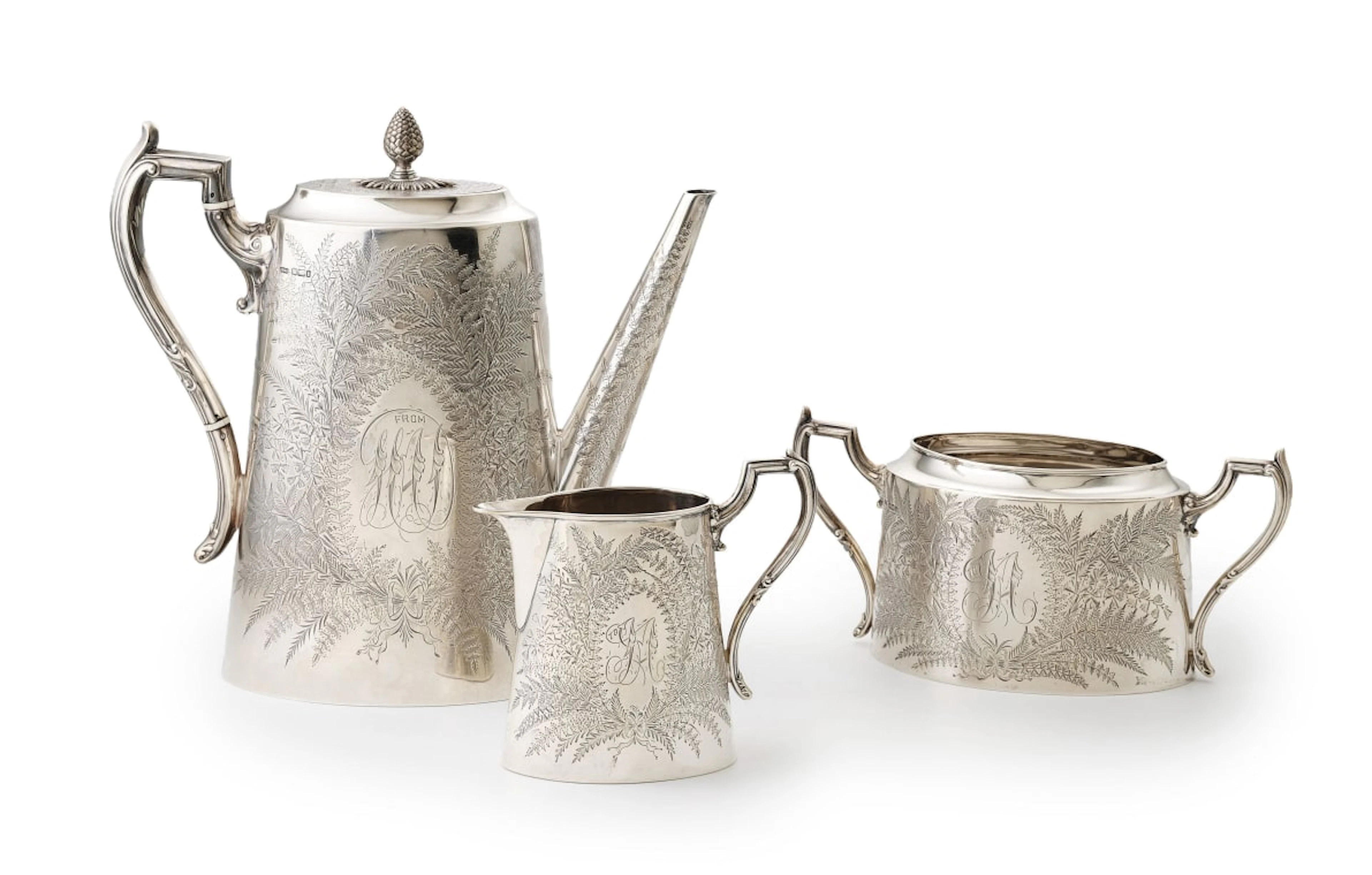 An Edward VII silver three-piece coffee service, James Dixon & Sons