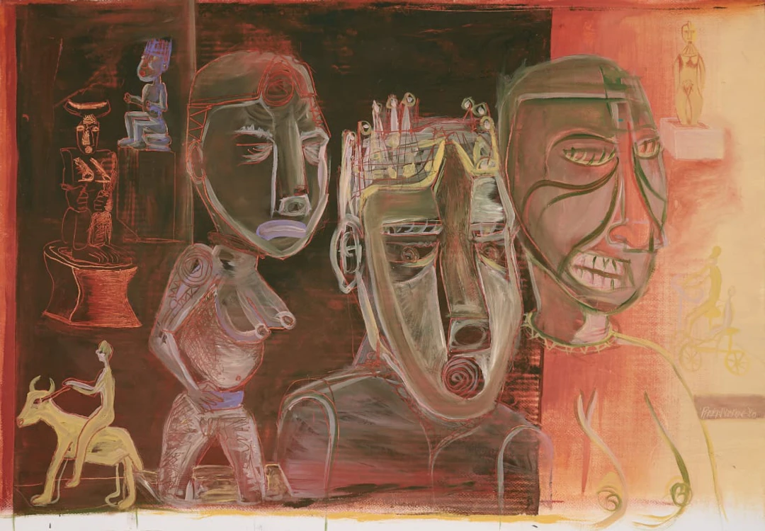 Phoka Nyokong; Arrangement in Grey, Yellow, Ochre and Violet (Encounter