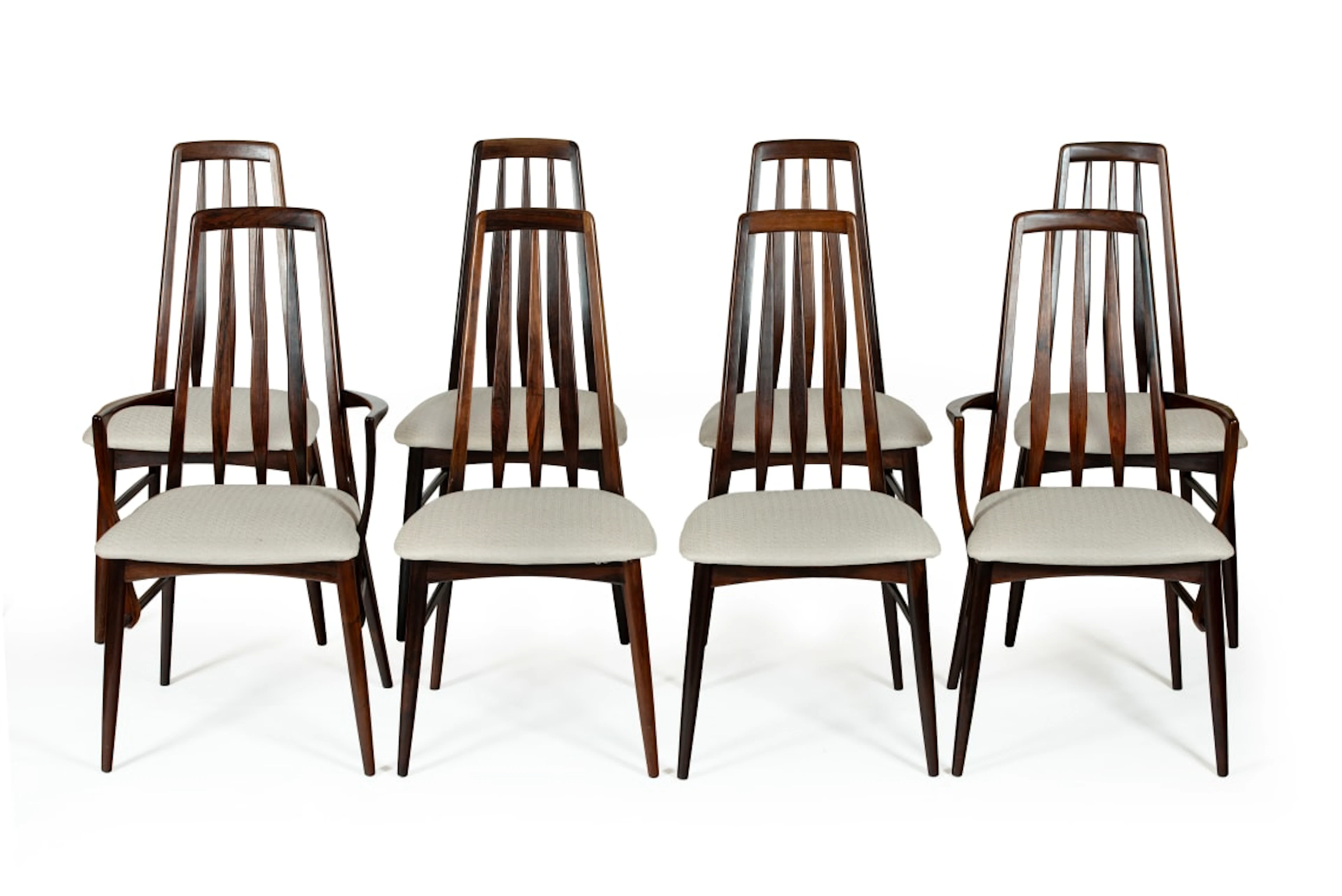 Niels Koefoed; Set of eight 'Eva' dining chairs for Koefoeds Hornslet, Denmark