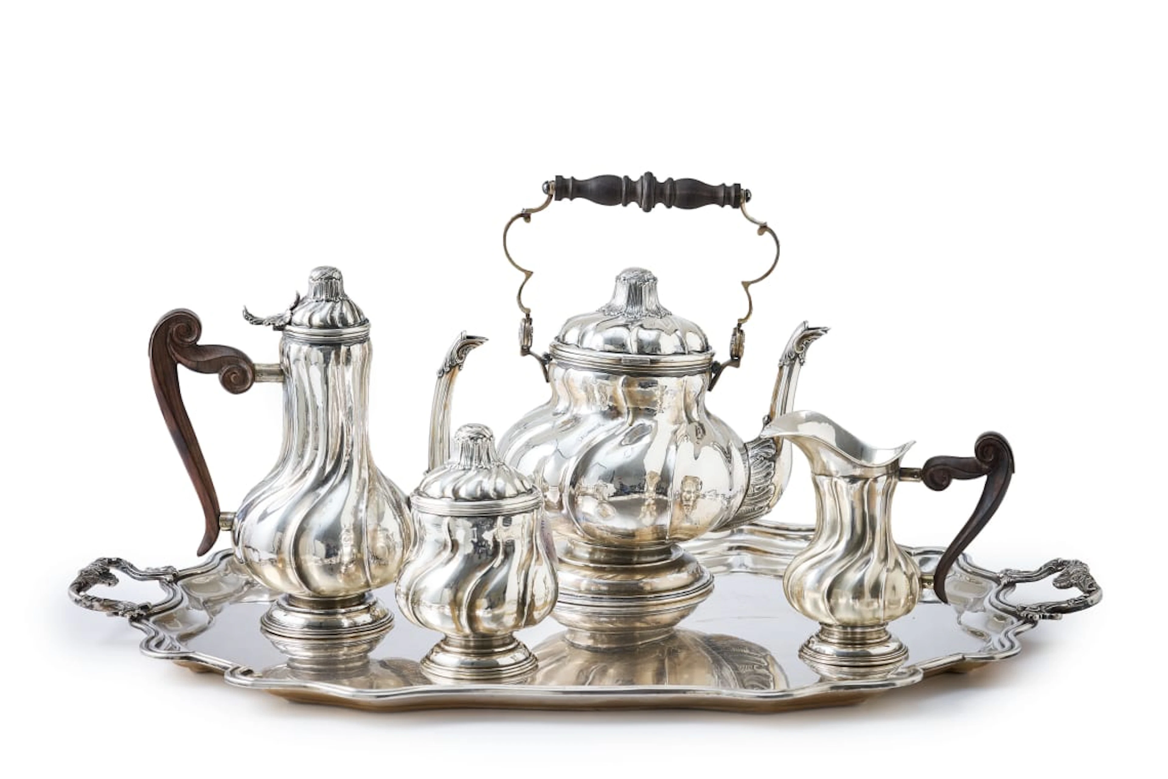 Five-piece Italian sterling silver coffee service, .925 standard, c.1944 -1968