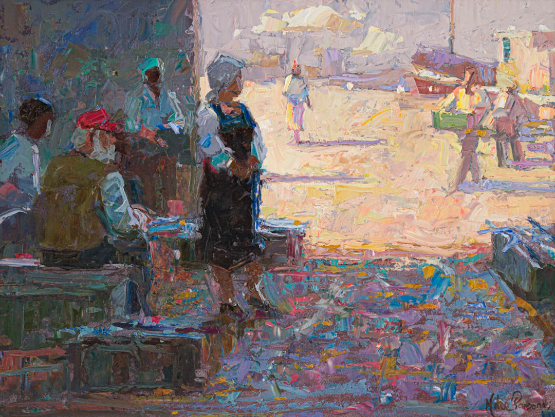 Mike Parsons; Figures Waiting by the Harbour