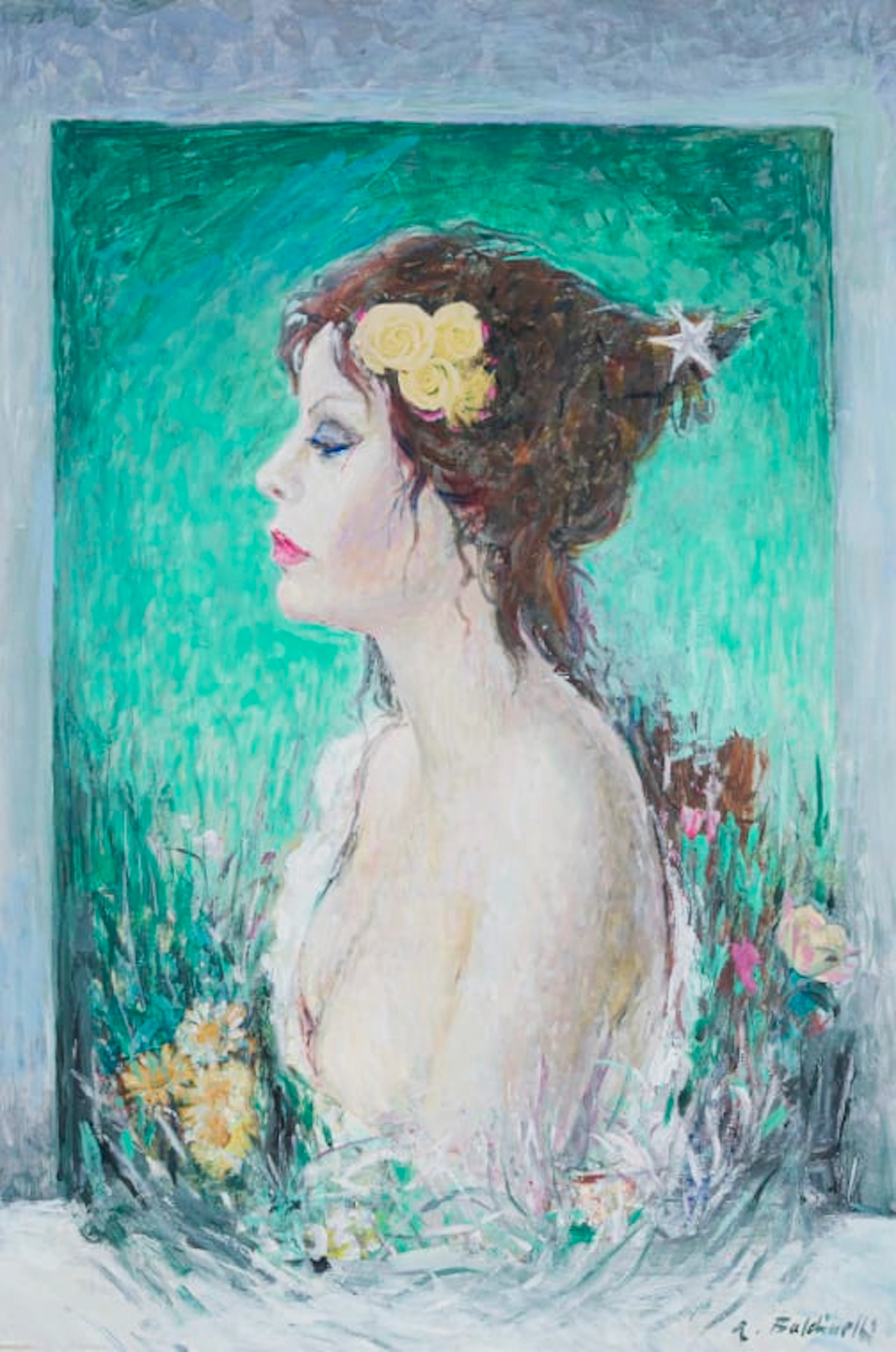 Armando Baldinelli; Figure in Profile with Flowers