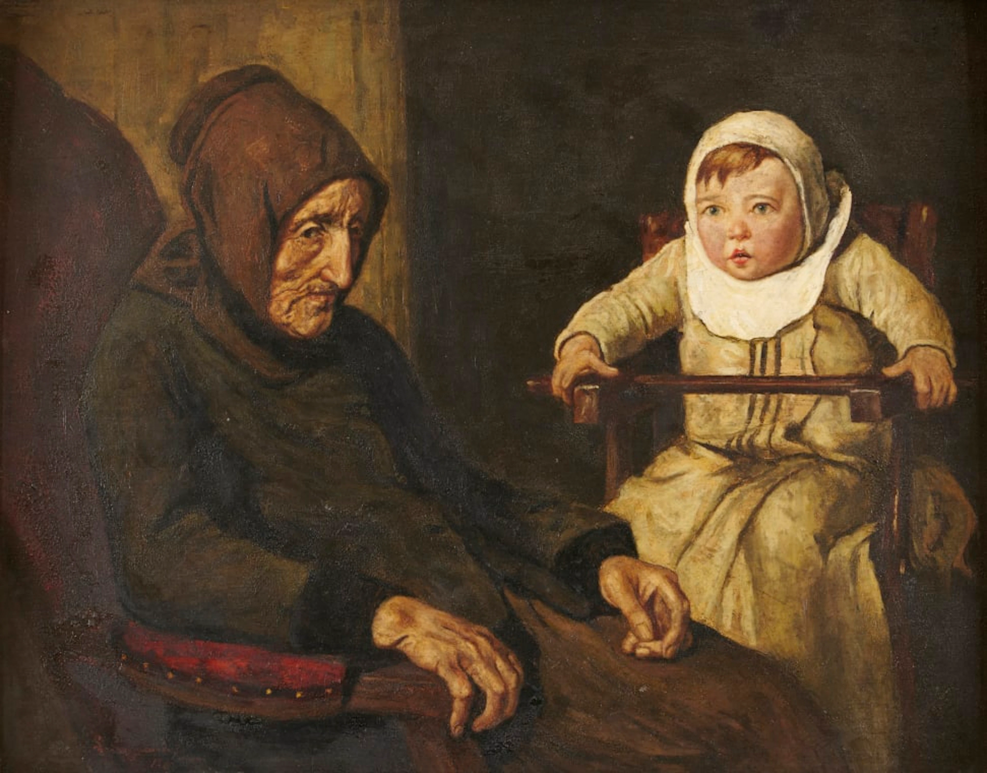Continental School 19th Century; Grandmother and Child