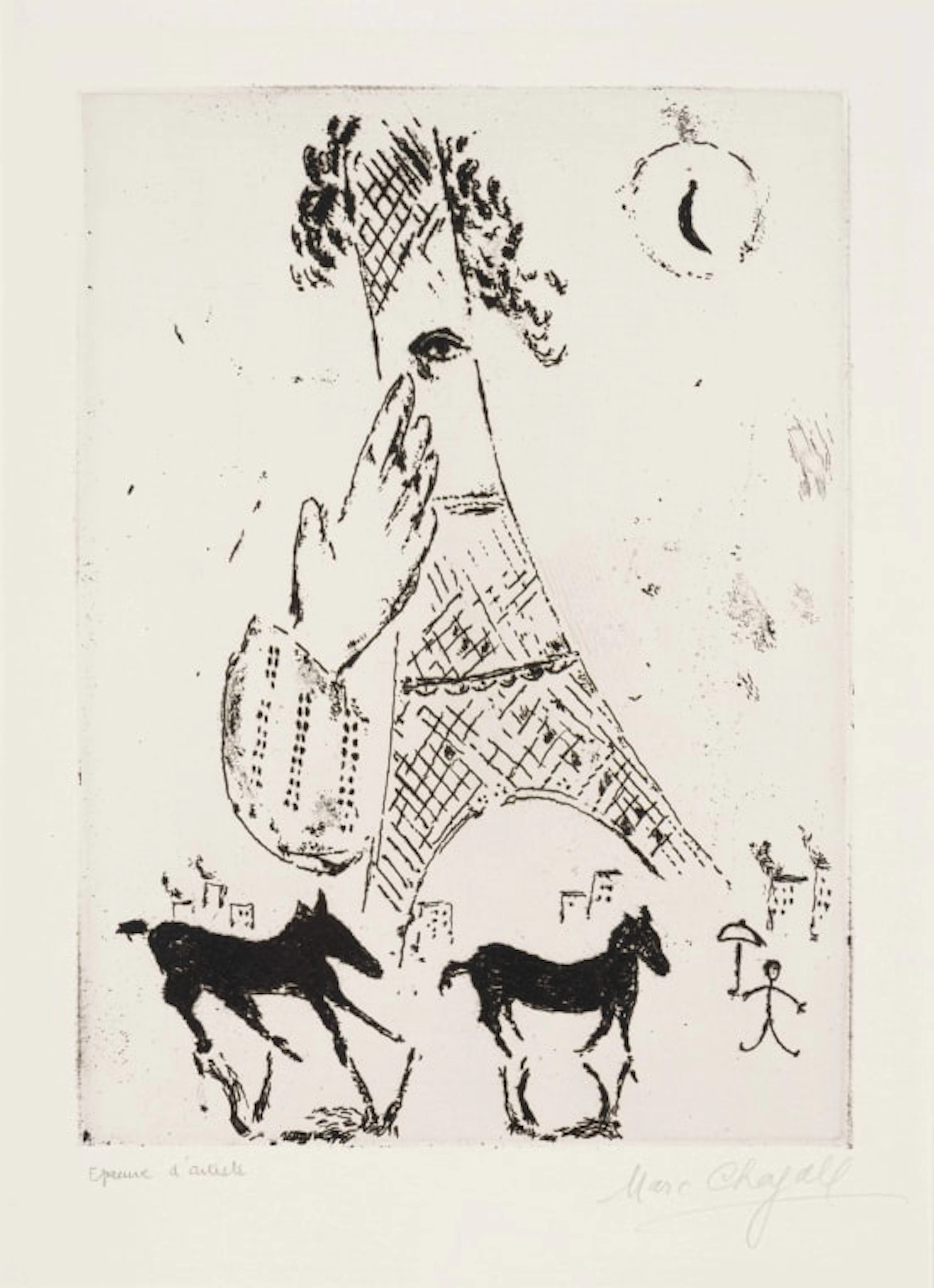 Marc Chagall; La Tour Eiffel, from the VVV portfolio
