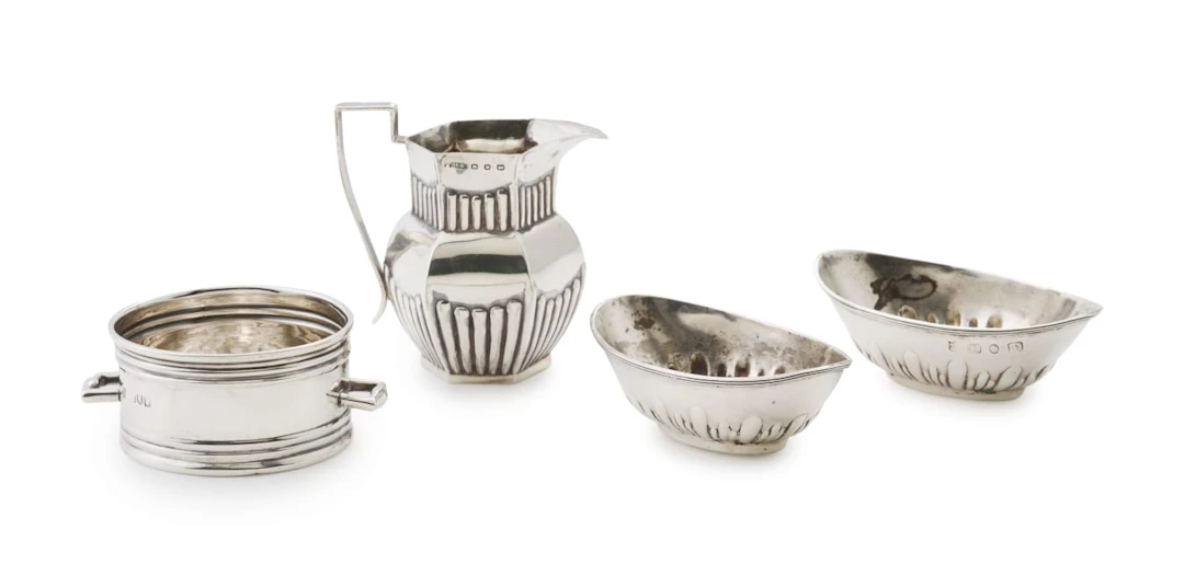 A pair of Victorian silver salts, maker's mark worn, Birmingham, 1893