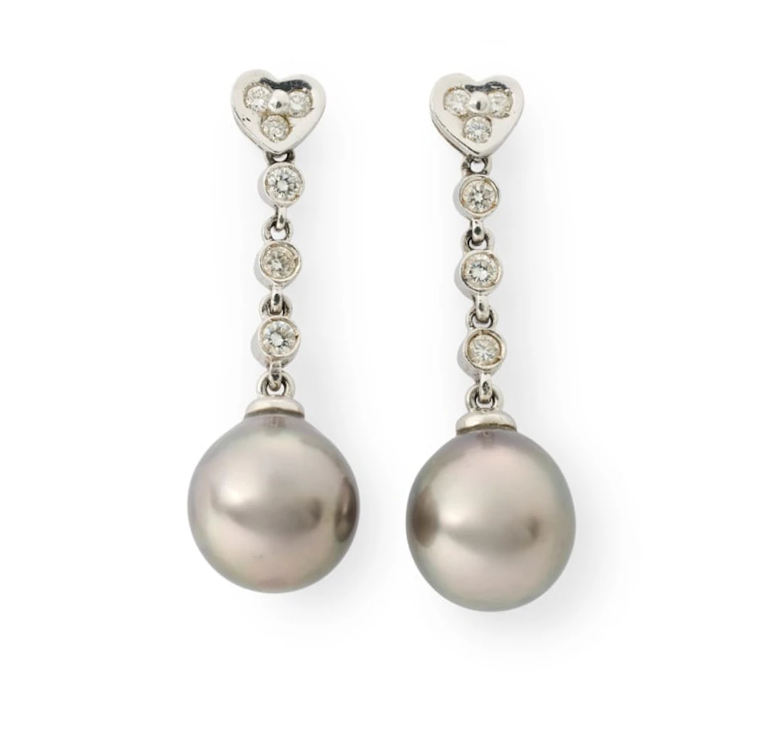 Pearl and diamond earrings