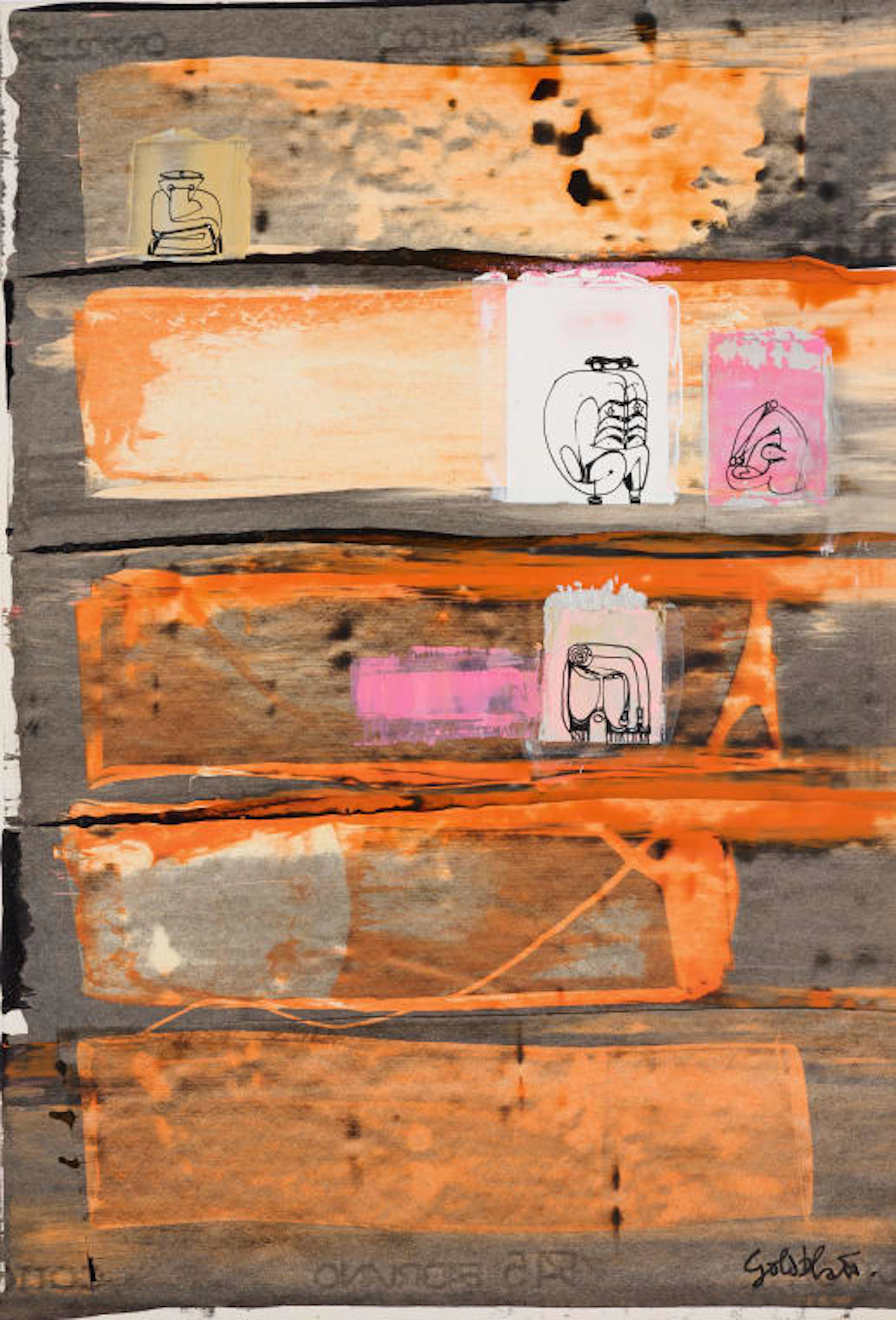 Sidney Goldblatt; Composition with Stripes in Orange and Black