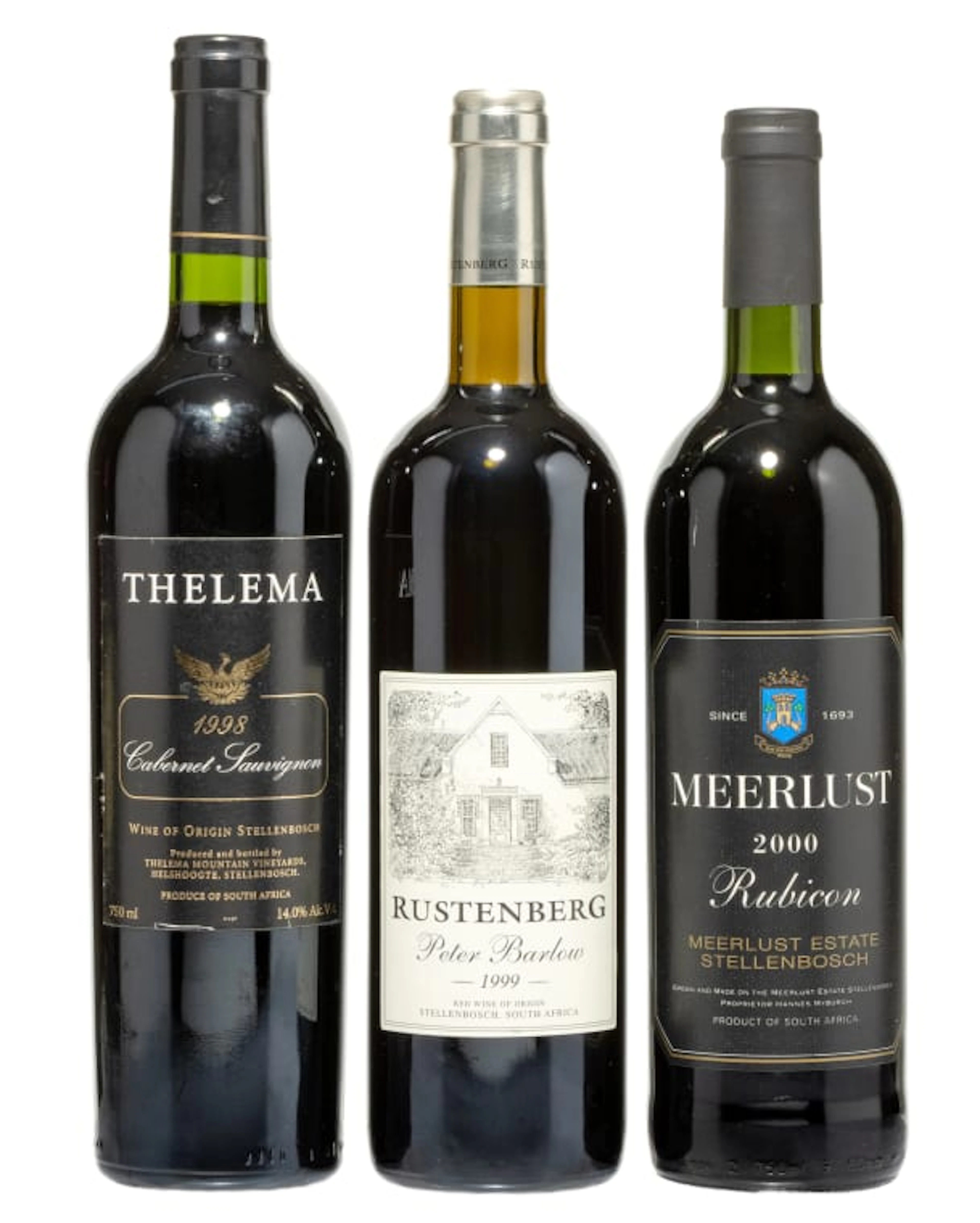 Bordeaux Collection; Meerlust, Rustenberg, Thelema; 1998, 1999, 2000;