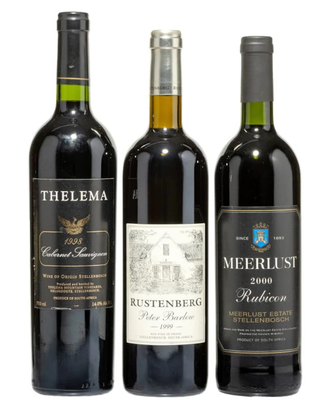 Bordeaux Collection; Meerlust, Rustenberg, Thelema; 1998, 1999, 2000;