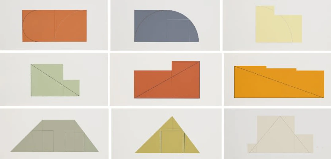 Robert Mangold; Multiple Panel Paintings 1973-1976 C (RM12), nine